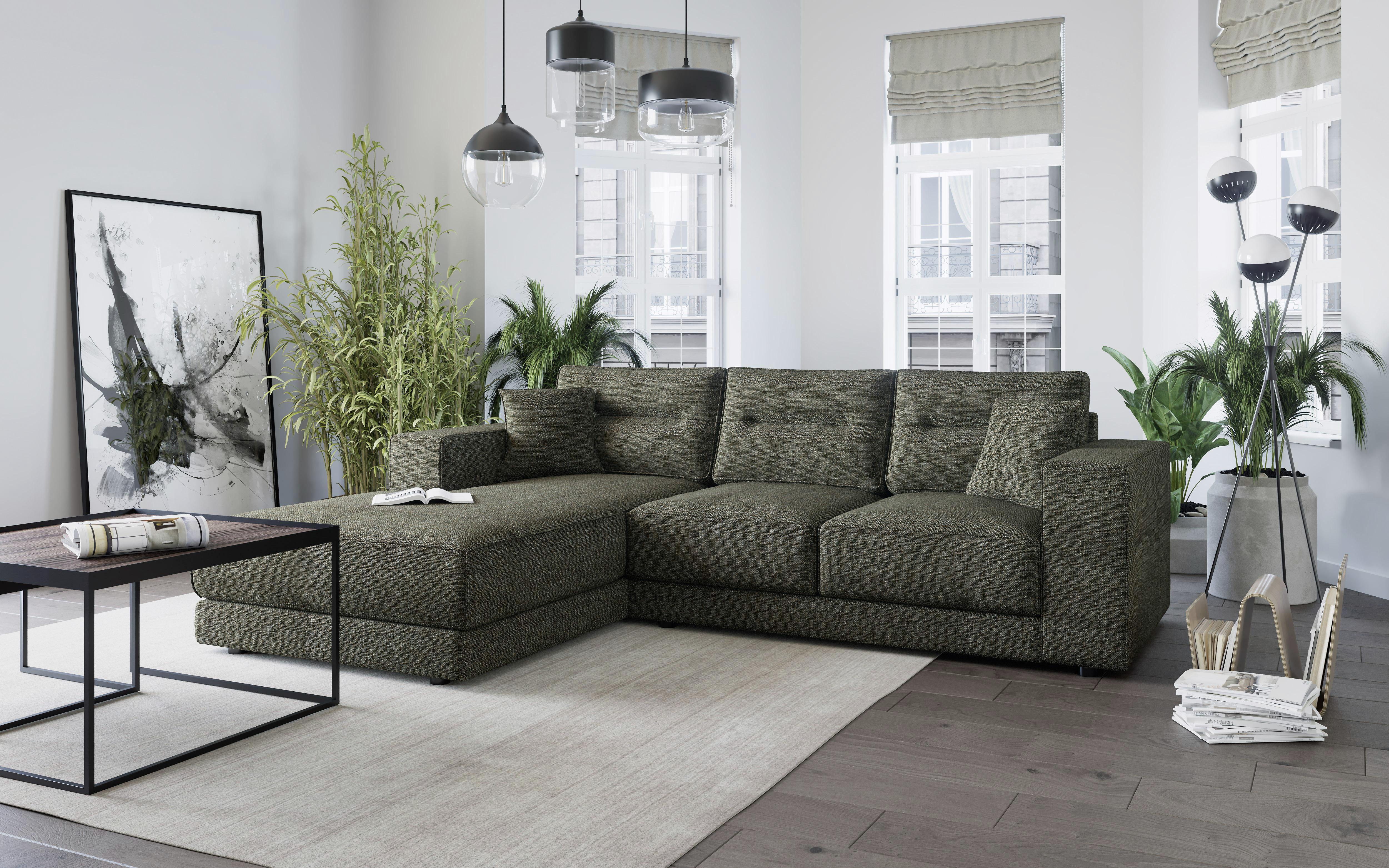 Ecksofa Verona Braun - Edelstahlfarben/Braun, Design, Textil (195/272cm) - Livetastic