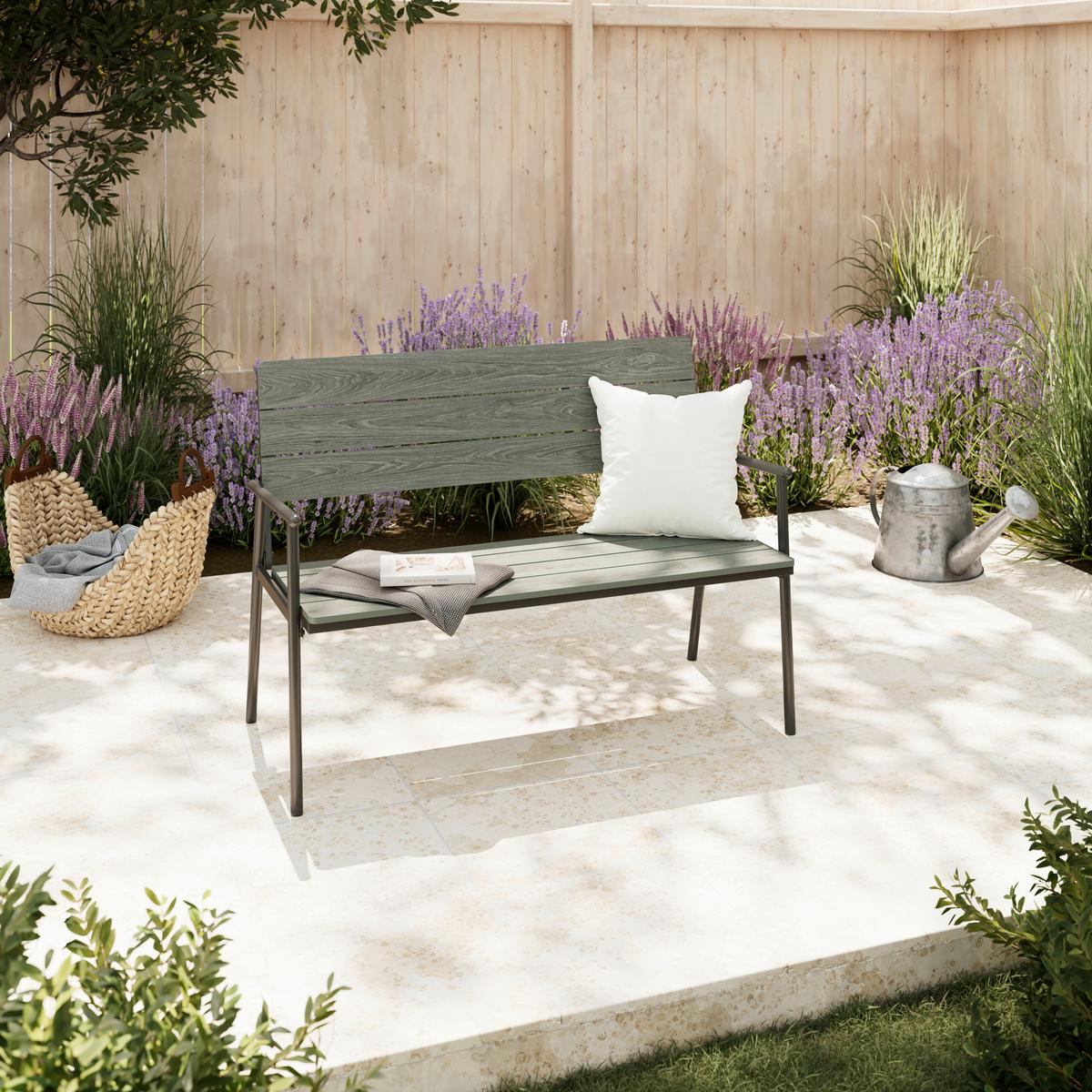 Gartenbank Marbella - Schwarz/Grau, MODERN, Kunststoff/Metall (116/58/85cm) - Beldano