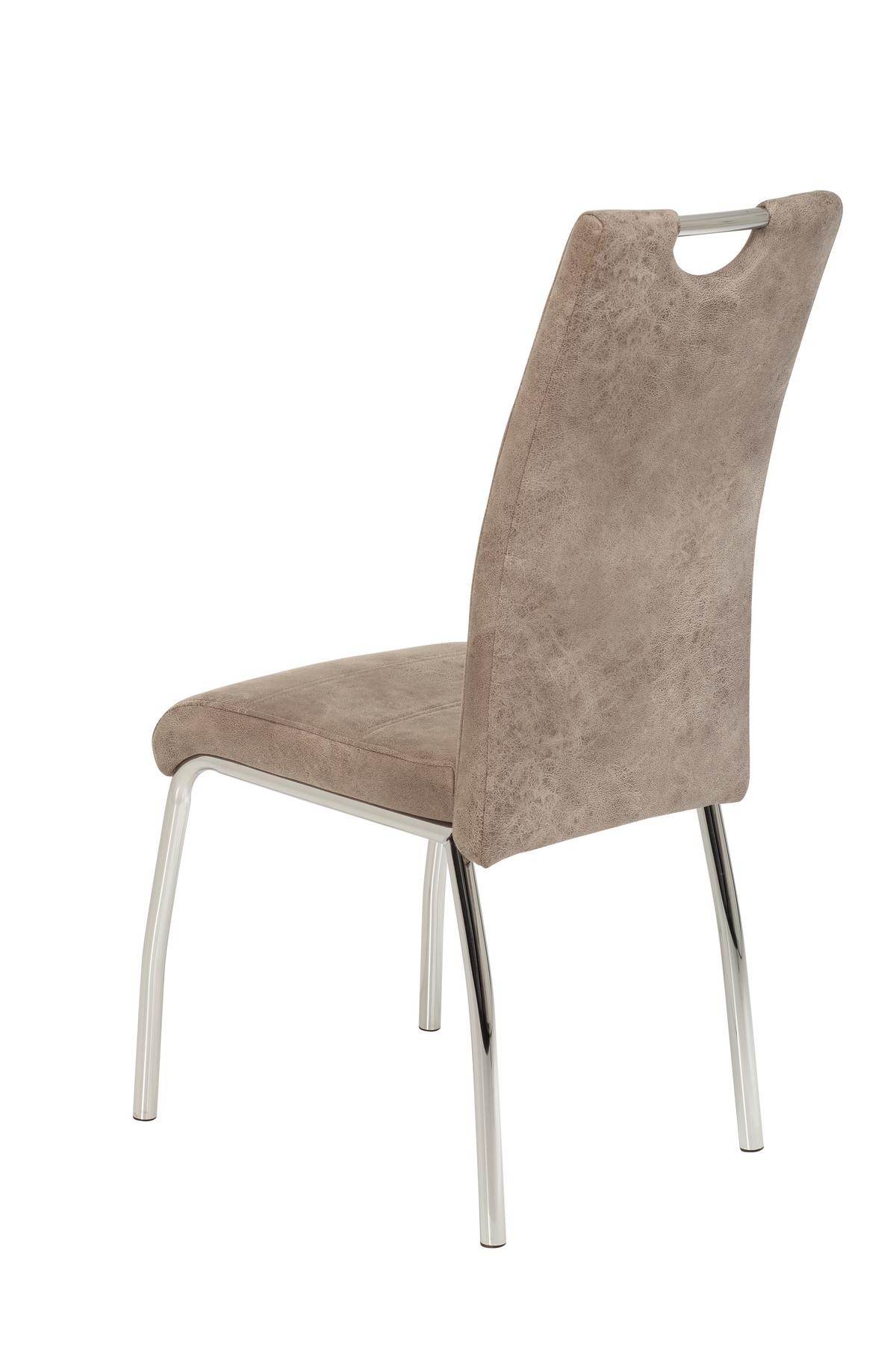 STOLIČKA SUSI II - chrómová/béžová, Modern, kov/textil (44/98/61cm)