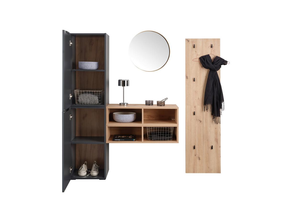 Garderobe Ciao Anthrazit/Eiche Dekor 3--Teilig - Anthrazit/Eiche Artisan, MODERN, Holzwerkstoff (160/160/37,6cm)