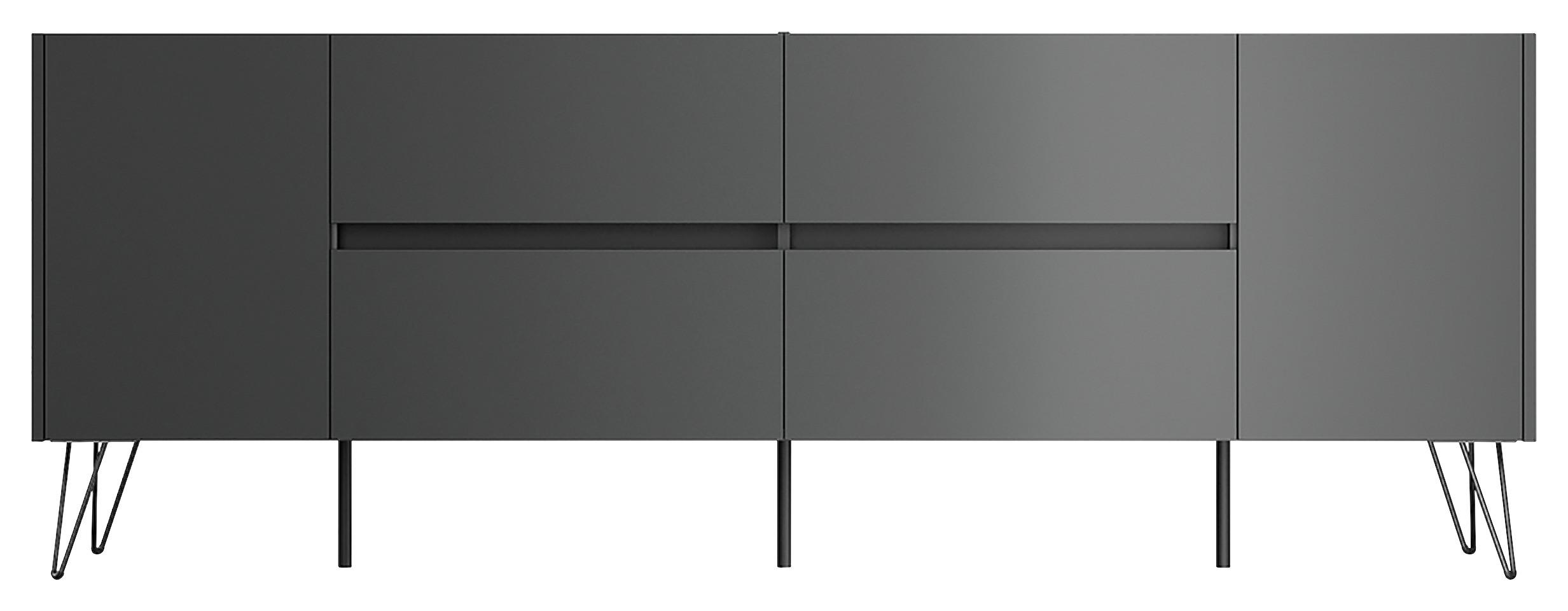 Sideboard Posseik Industrial Graphitfarben B: 199 cm - Schwarz/Graphitfarben, Design, Holzwerkstoff (199/75,8/42cm) - MID.YOU