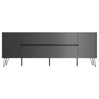 Sideboard Posseik Industrial Graphitfarben B: 199 cm - Schwarz/Graphitfarben, Design, Holzwerkstoff (199/75,8/42cm) - MID.YOU