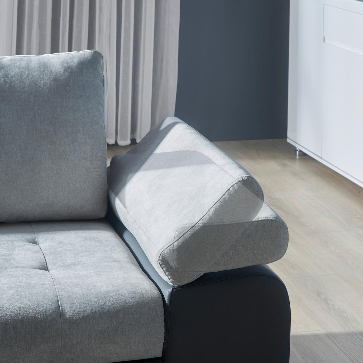 Sarokgarnitúra Joy I - világosszürke/barna, Design, textil (175/85/271cm)