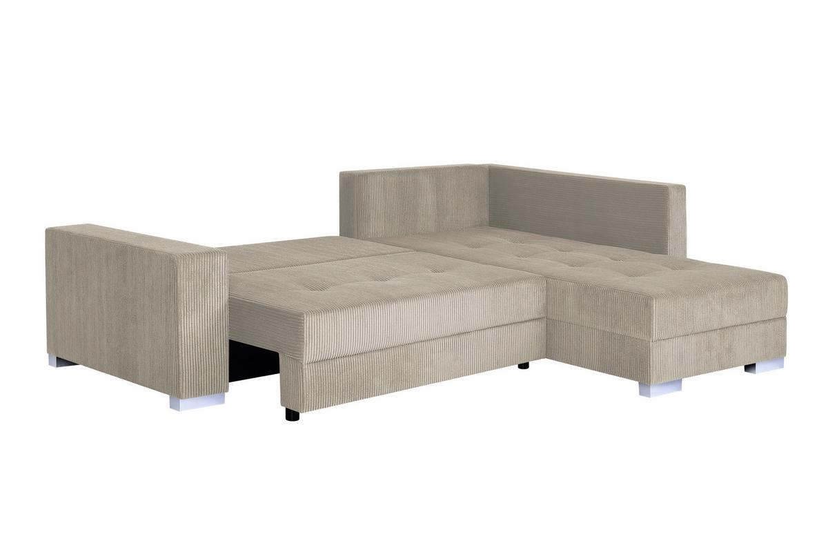 Sedačka LARS, oboustranná, krémový / šedý manšestr - černá/krémová, Design, kompozitní dřevo/textil (260/218cm)