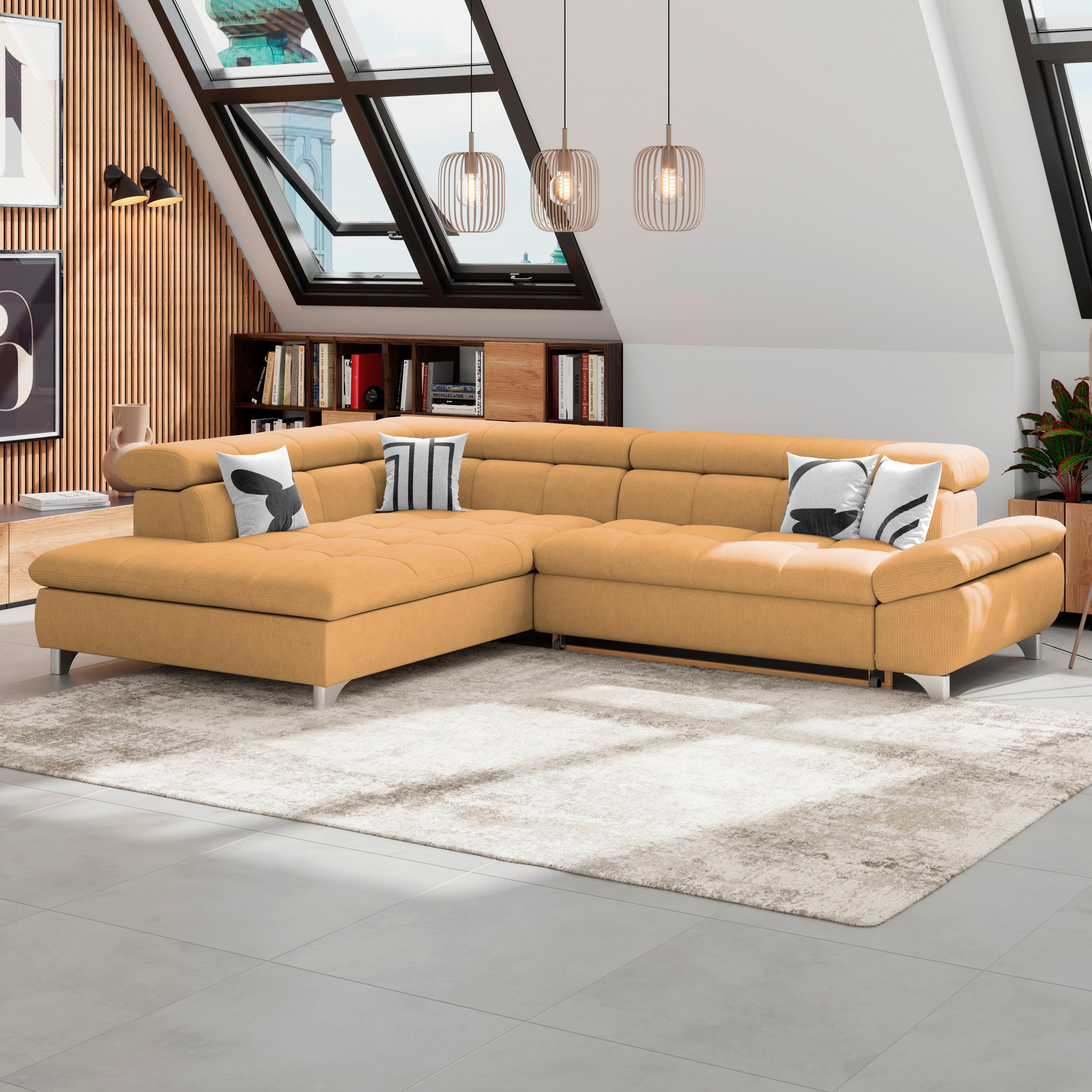 Ecksofa Gemini Goldfarben, B: 234cm - Chromfarben/Goldfarben, KONVENTIONELL, Textil (234/312cm)