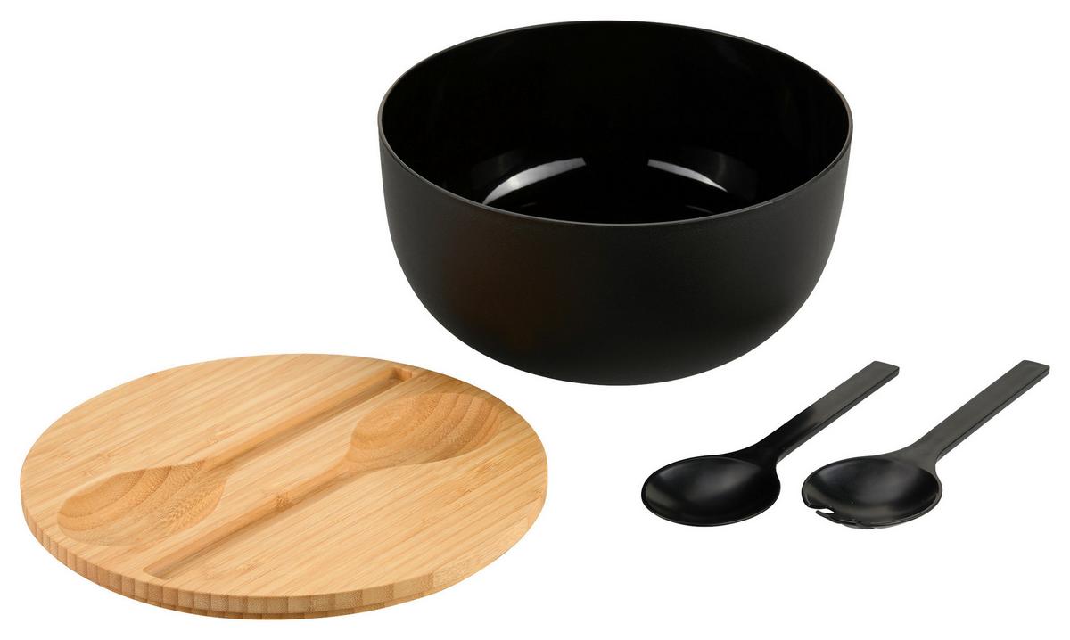 Salatschüssel 58470 - Hellbraun/Schwarz, Basics, Holz/Kunststoff (24/13/13cm) - Kesper