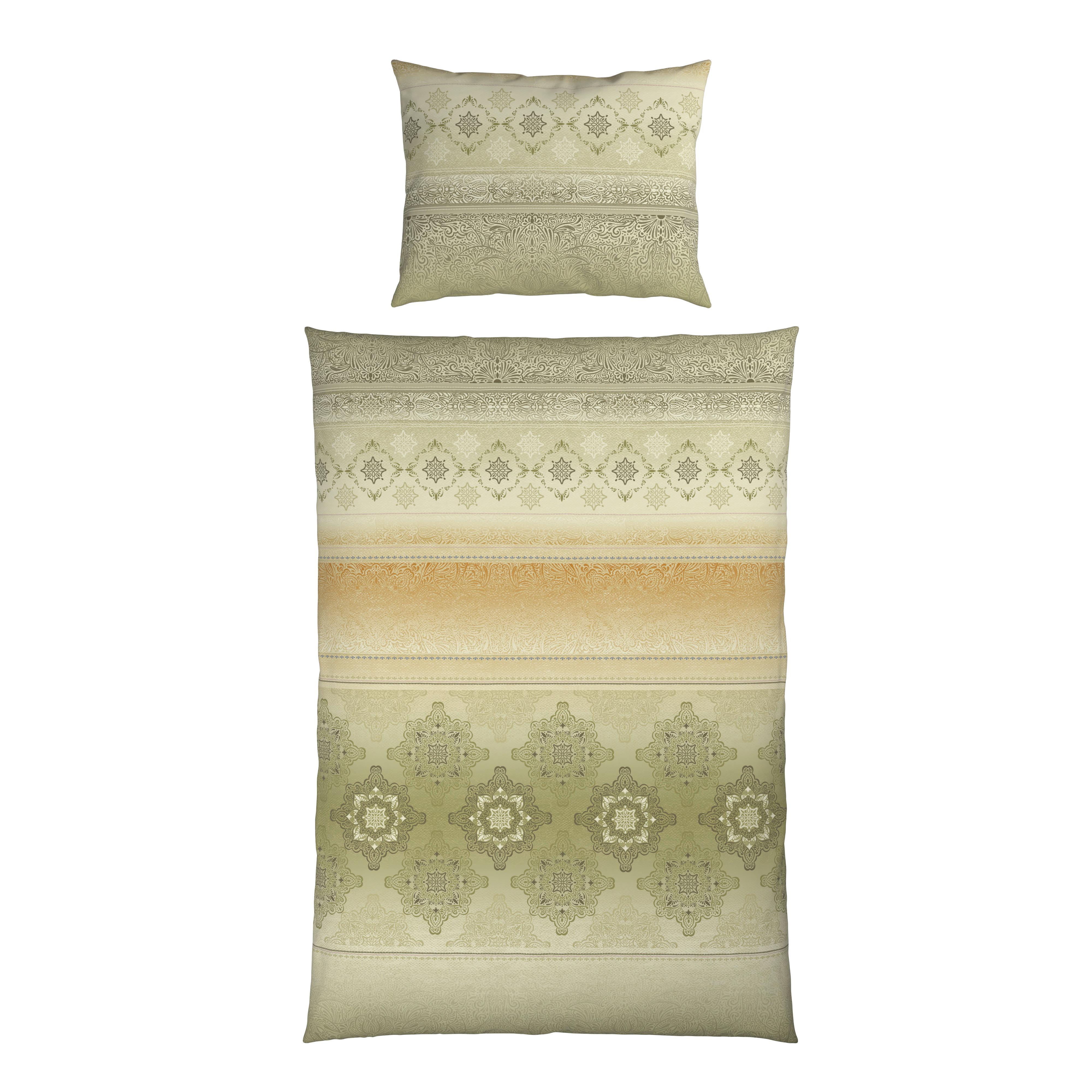 Bettwäsche Sigrid - Senfgelb/Olivgrün, ROMANTIK / LANDHAUS, Textil - James Wood