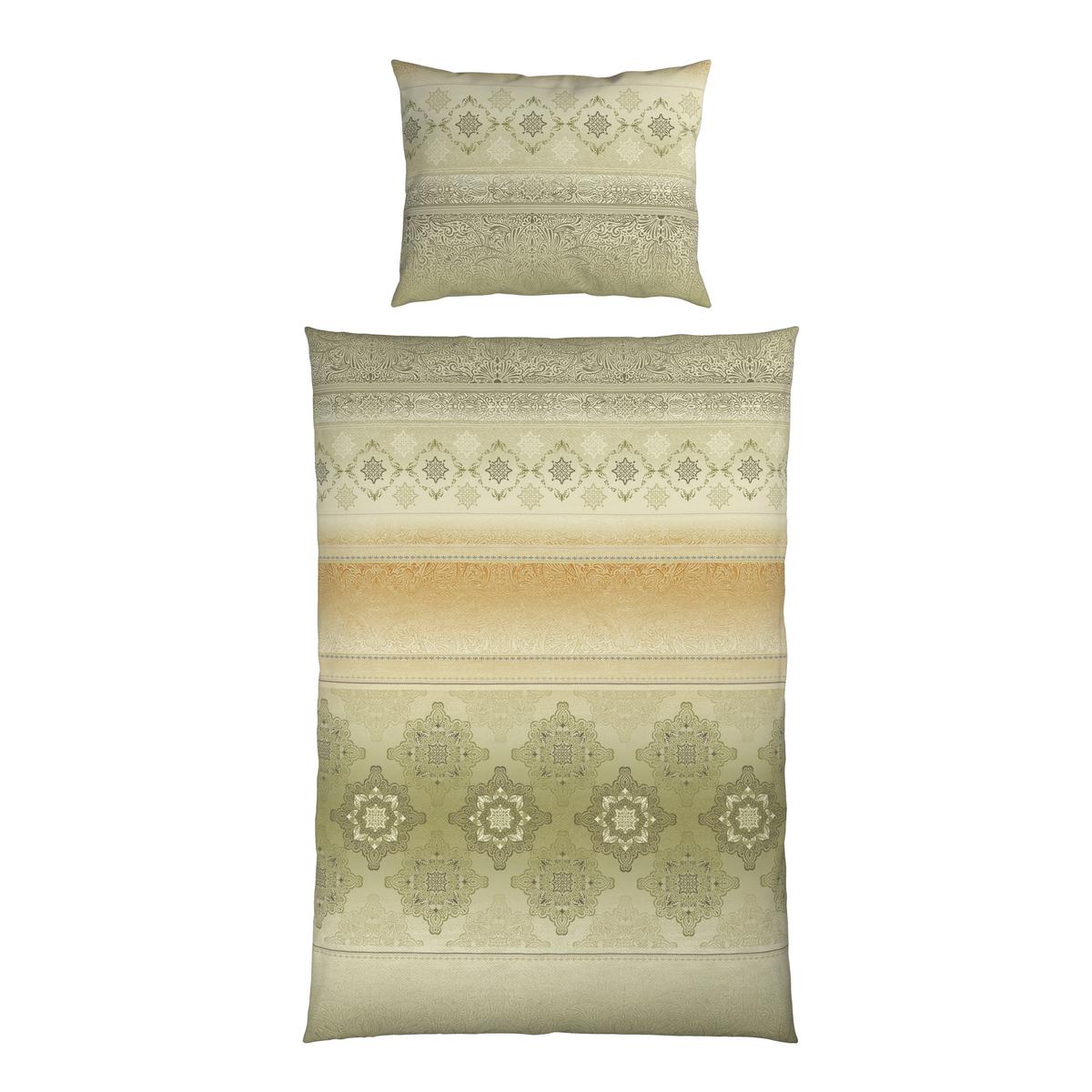 Bettwäsche Sigrid - Senfgelb/Olivgrün, ROMANTIK / LANDHAUS, Textil - James Wood