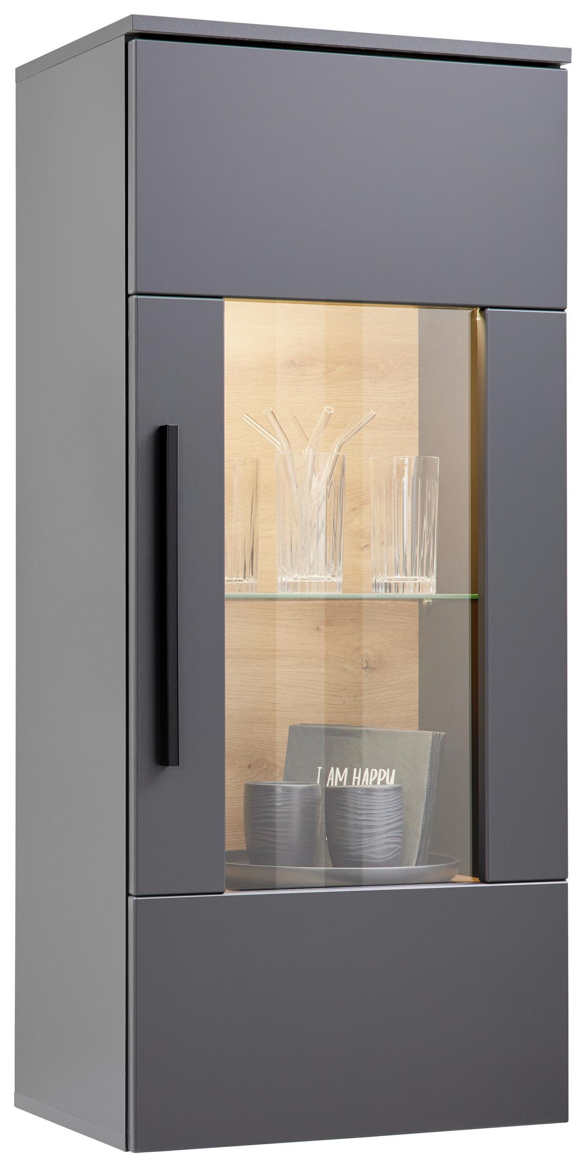 Hängevitrine Atlanta B: 50,1 Cm Grau/eiche Viking Dekor - Eichefarben/Silberfarben, MODERN, Holzwerkstoff (50,1/113,2/32,2cm)