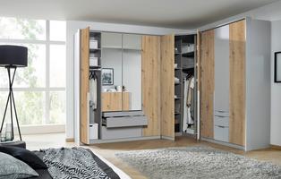 Eckkleiderschrank ALABAMA EXTRA mit 2 Türen in Grau/Artisan Eiche Zimmer