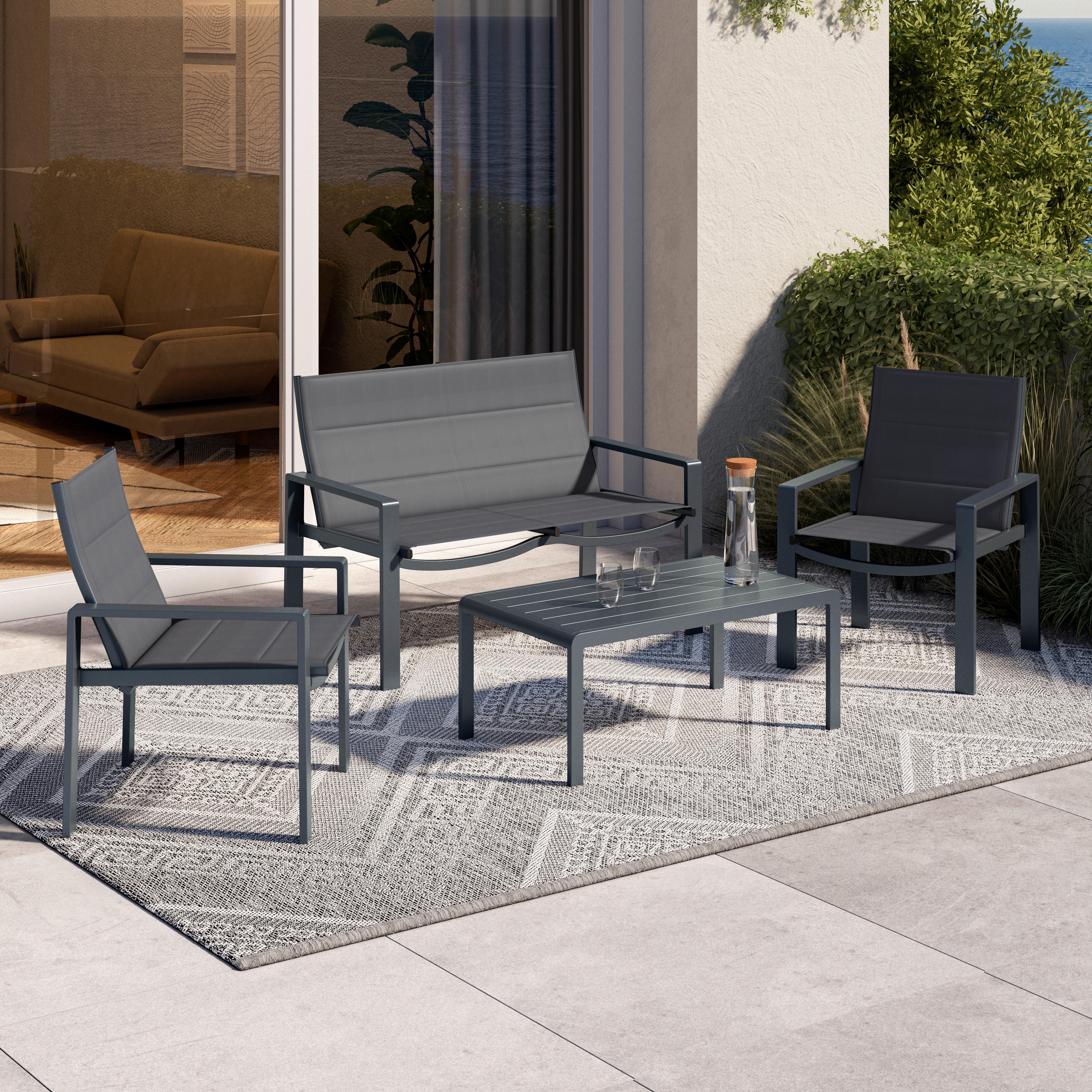 Loungegarnitur Palma - Dunkelgrau, MODERN, Textil/Metall - Luca Bessoni