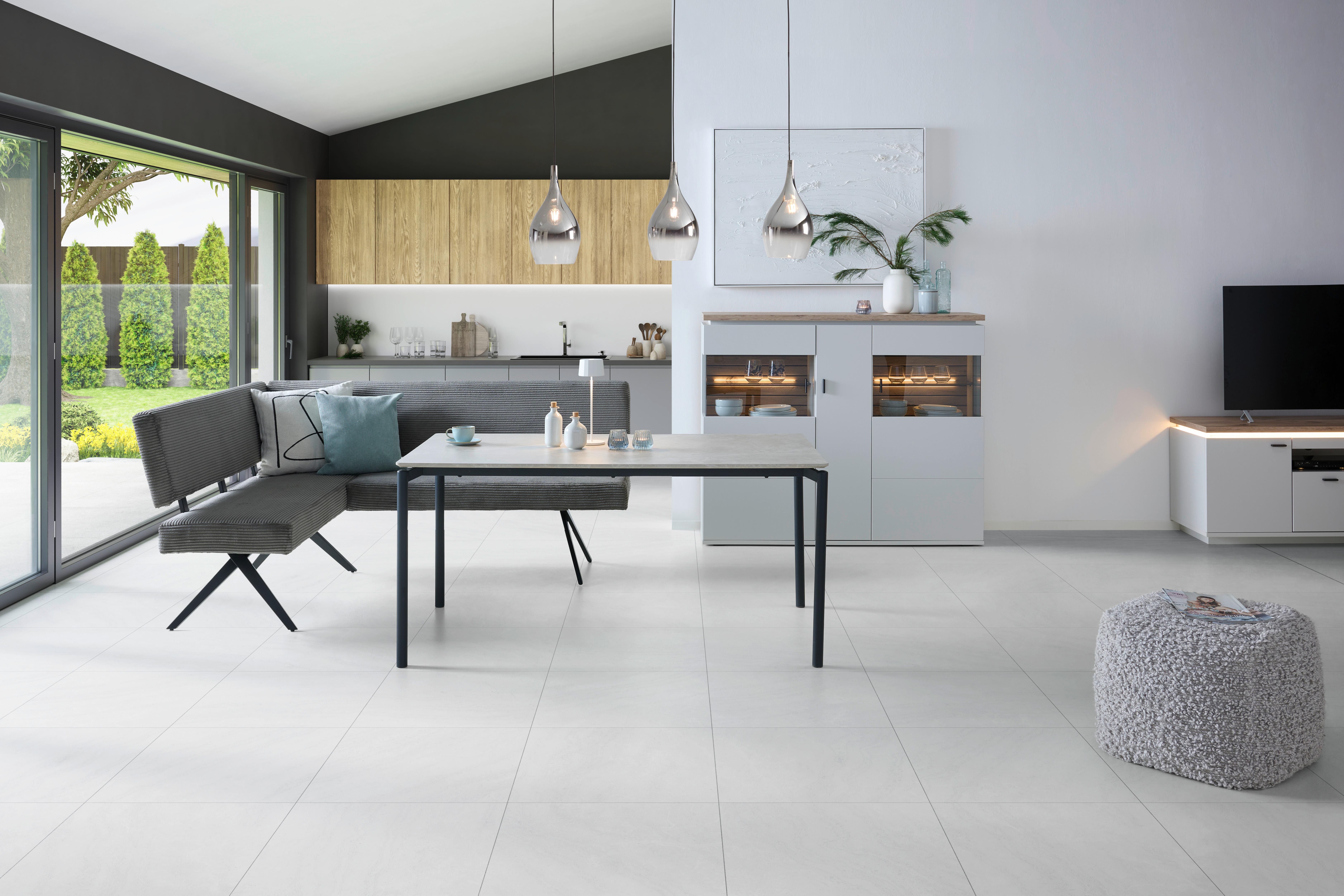 Eckbank Chios Cord Dunkelgrau, S: 150x190 Cm - Dunkelgrau/Schwarz, KONVENTIONELL, Textil/Metall (150/190cm) - MID.YOU