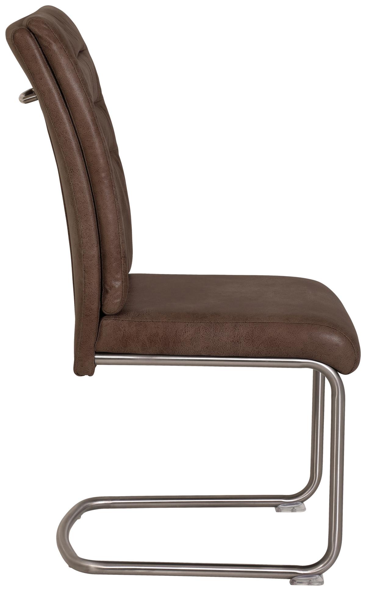 Schwingstuhl-Set Paula S - Edelstahlfarben/Schlammfarben, MODERN, Textil/Metall (45/102/65cm) - MID.YOU