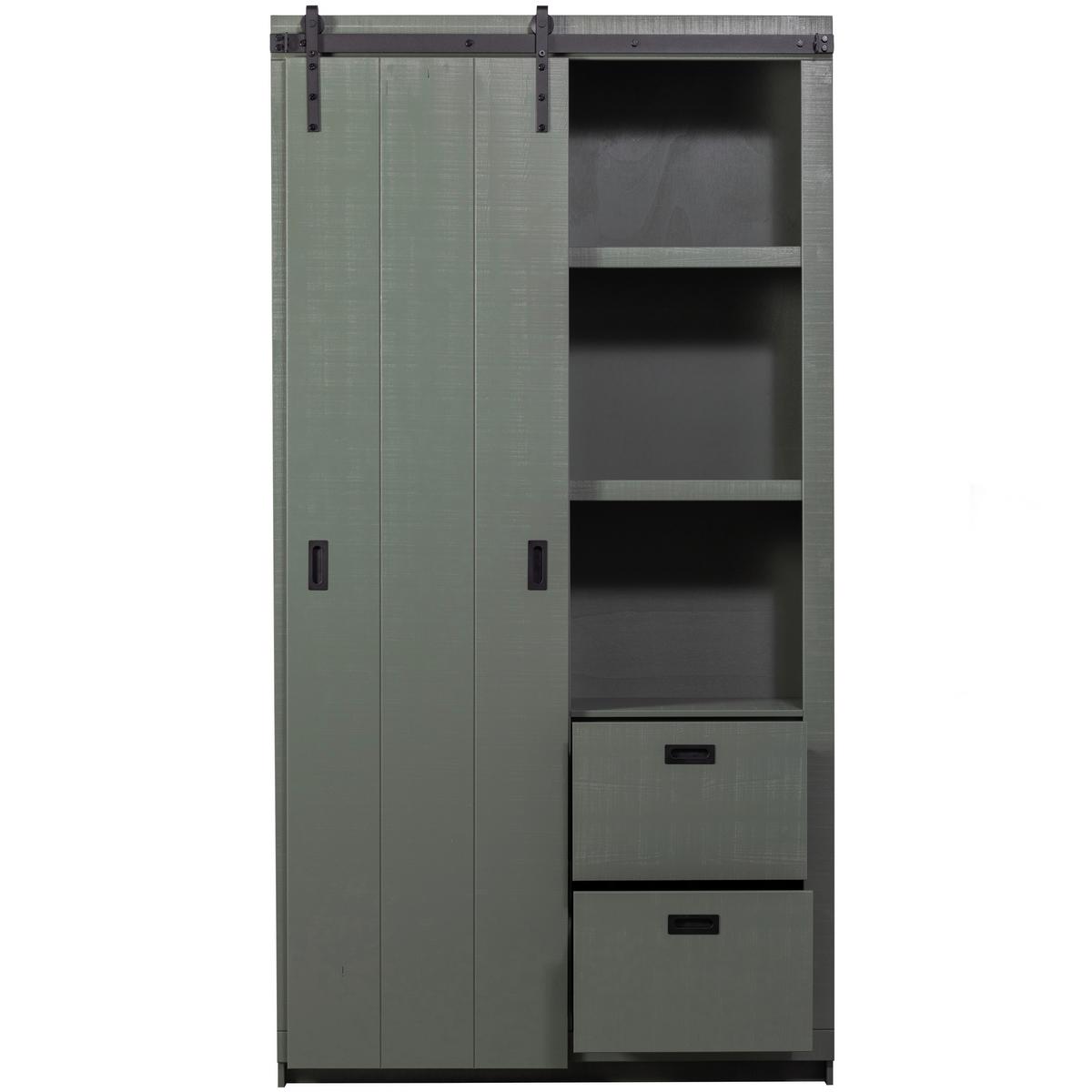 Mehrzweckschrank Slide Barn Grün B: 122 cm - Schwarz/Grün, Design, Holz (122/230/37cm) - Livetastic