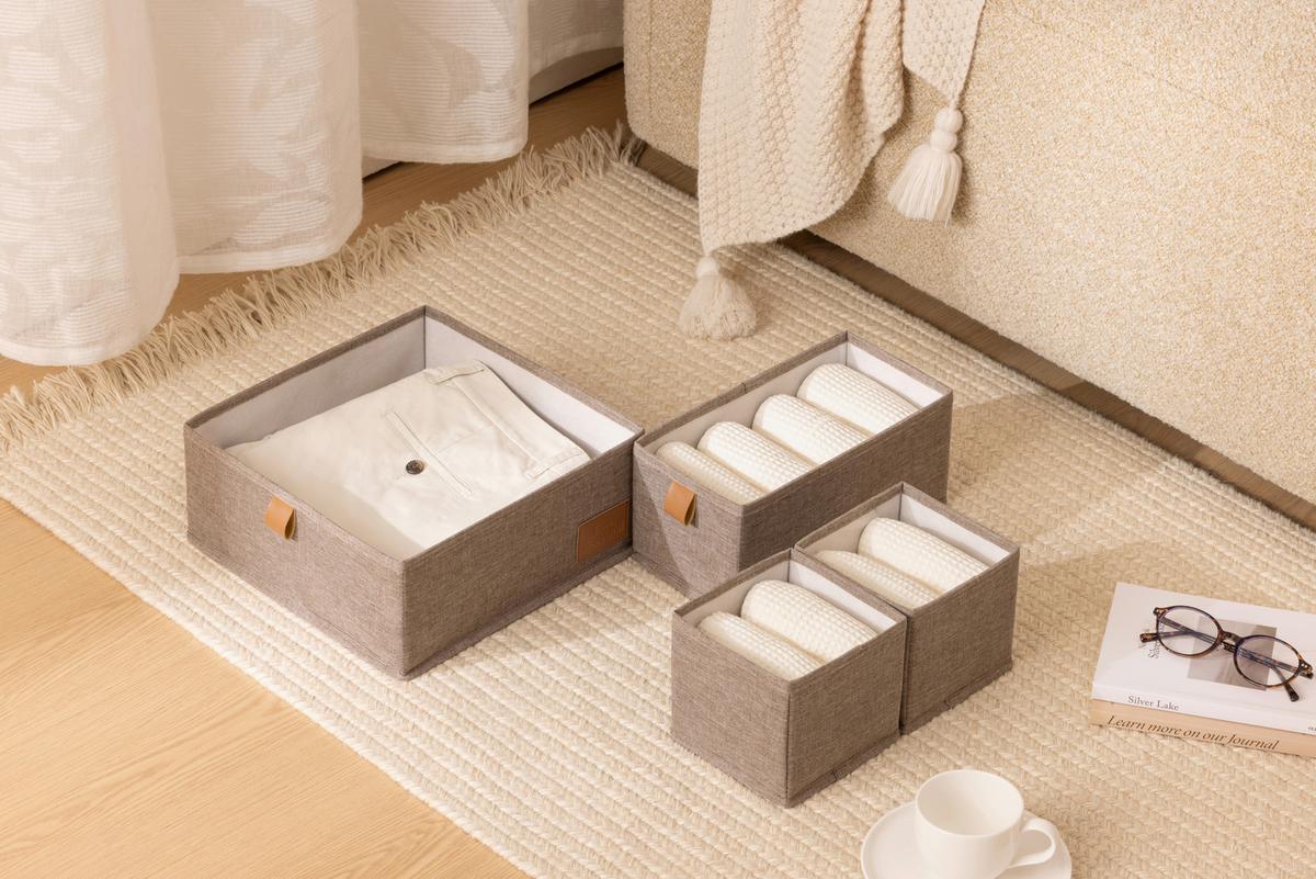 Aufbewahrungsbox Carlotta - Braun, KONVENTIONELL, Karton/Leder (47/30/22cm) - Luca Bessoni