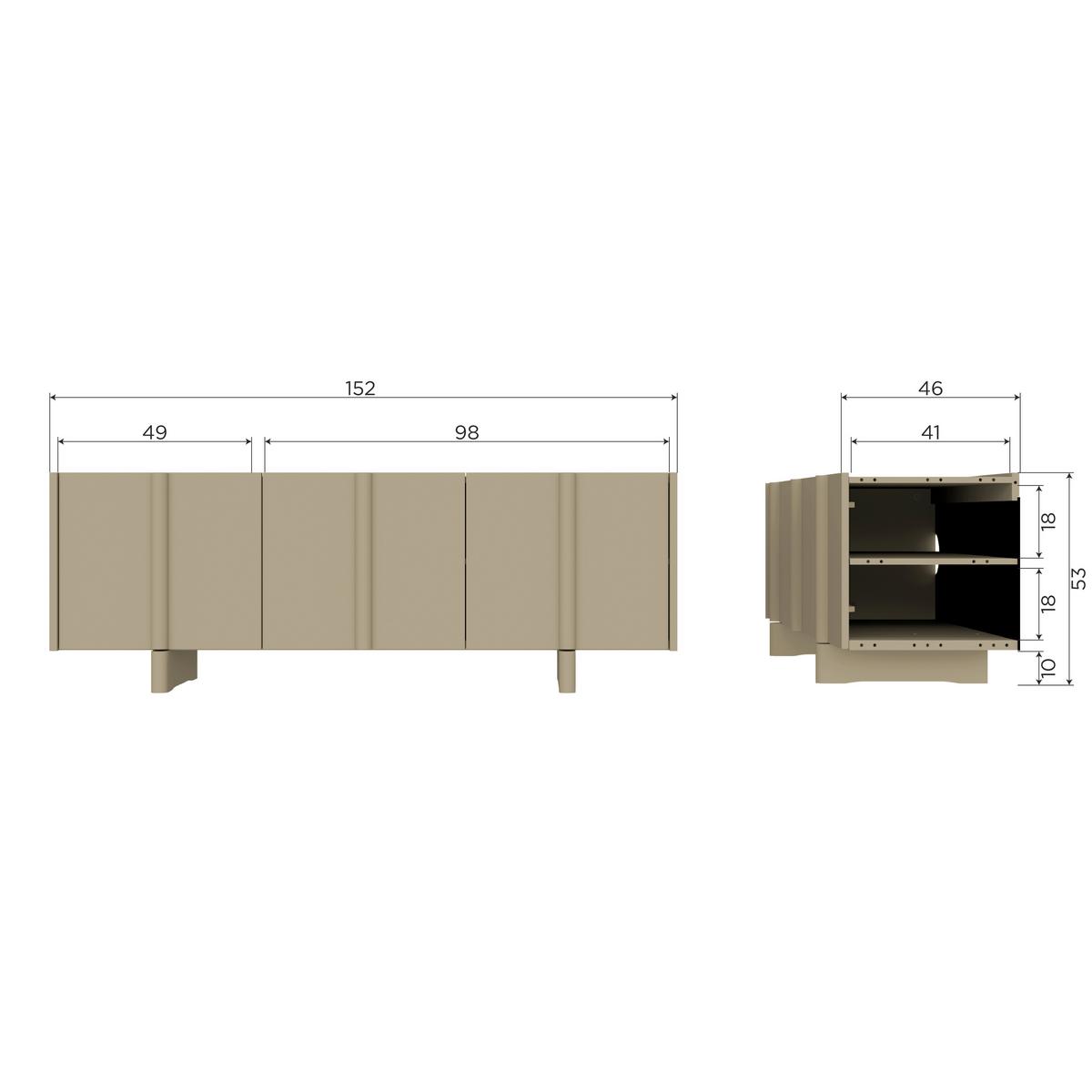 LOWBOARD Basu Grün B: 152cm - Grün, Design, Holz (152/53/46cm) - Livetastic