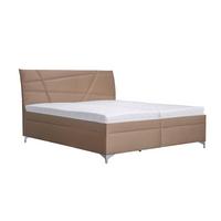 Čalúnená posteľ LAUREN 180x200, hnedý nugát, koženka - hnedá/biela, Konventionell, drevo/textil (180/200cm)