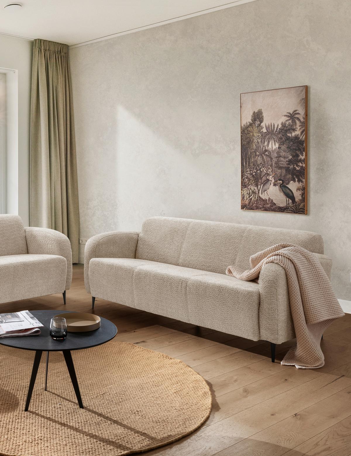 3-Sitzer-Sofa Marone Beige B: 180cm - Beige/Schwarz, MODERN, Textil (180/76/90cm) - Livetastic