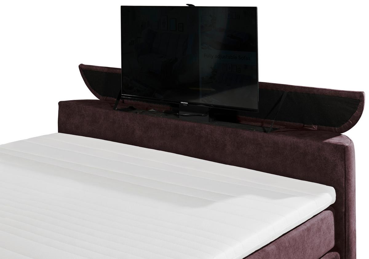 Boxspringbett Mit Topper 180x200 Cm Dallas - Aubergine, MODERN, Holzwerkstoff/Textil (180/200cm) - MID.YOU