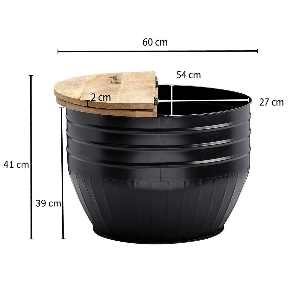 Konferenční stůl Wohnling mangové dřevo - černá/hnědá, Moderní, kov/dřevo (60/60/41cm) - MID.YOU