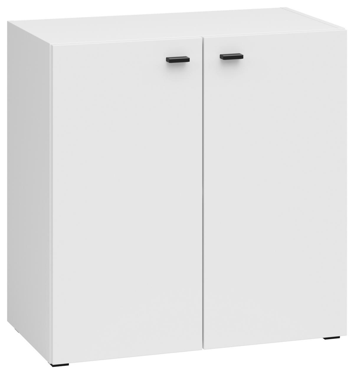 Kommode 2 Türen, B: 64 cm Sixty-Four ,weiß - Schwarz/Weiß, Trend, Holzwerkstoff (64/64/35cm)