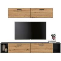 Wohnwand, The One 8, B: 150 cm Artisan Eiche Dekor/Grau - Schwarz/Eiche Artisan, Trend, Holzwerkstoff (150/92/34cm)