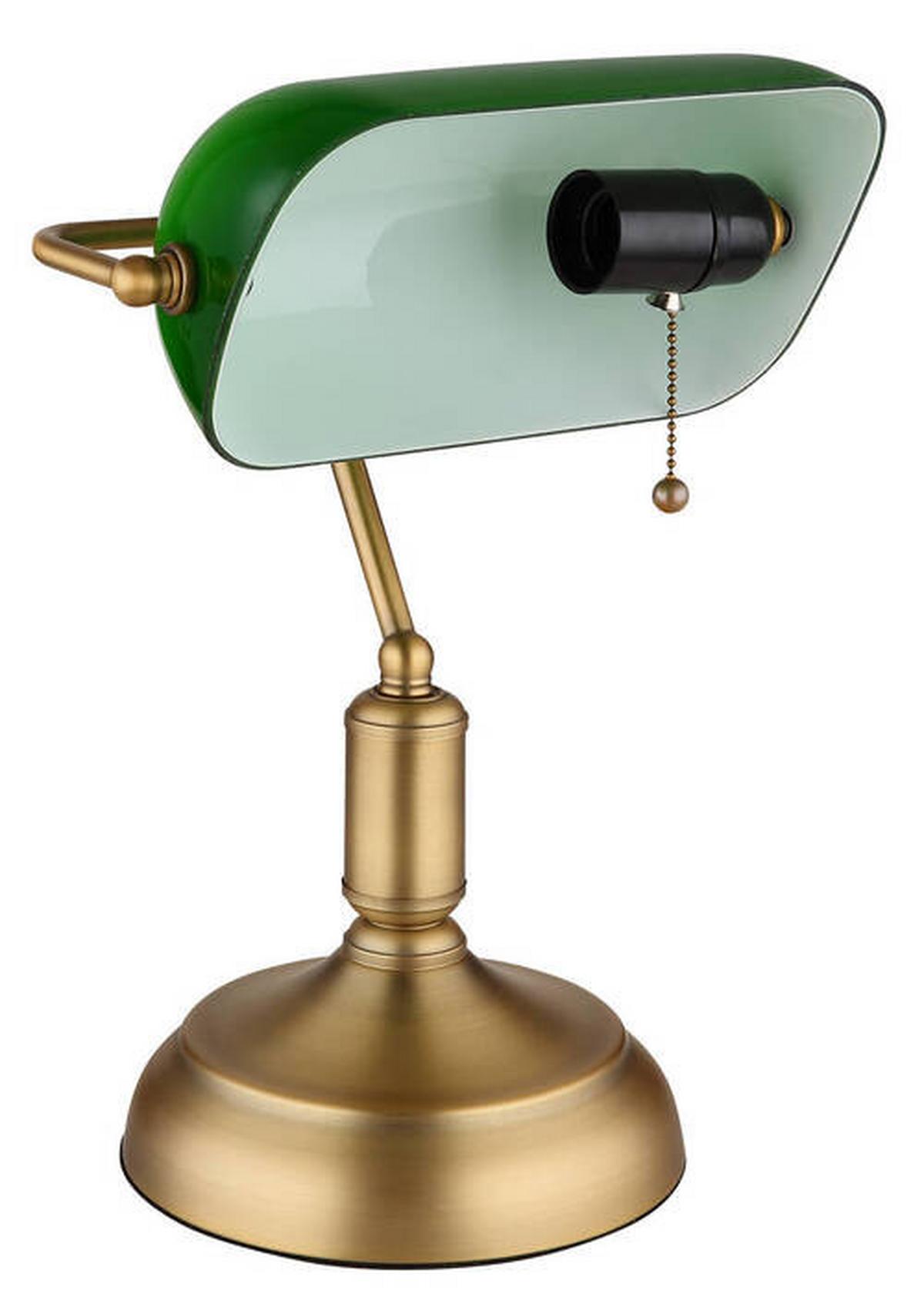 Tischleuchte 2491a - Messingfarben/Weiß, KONVENTIONELL, Glas/Metall (26,5/18/36cm) - Globo