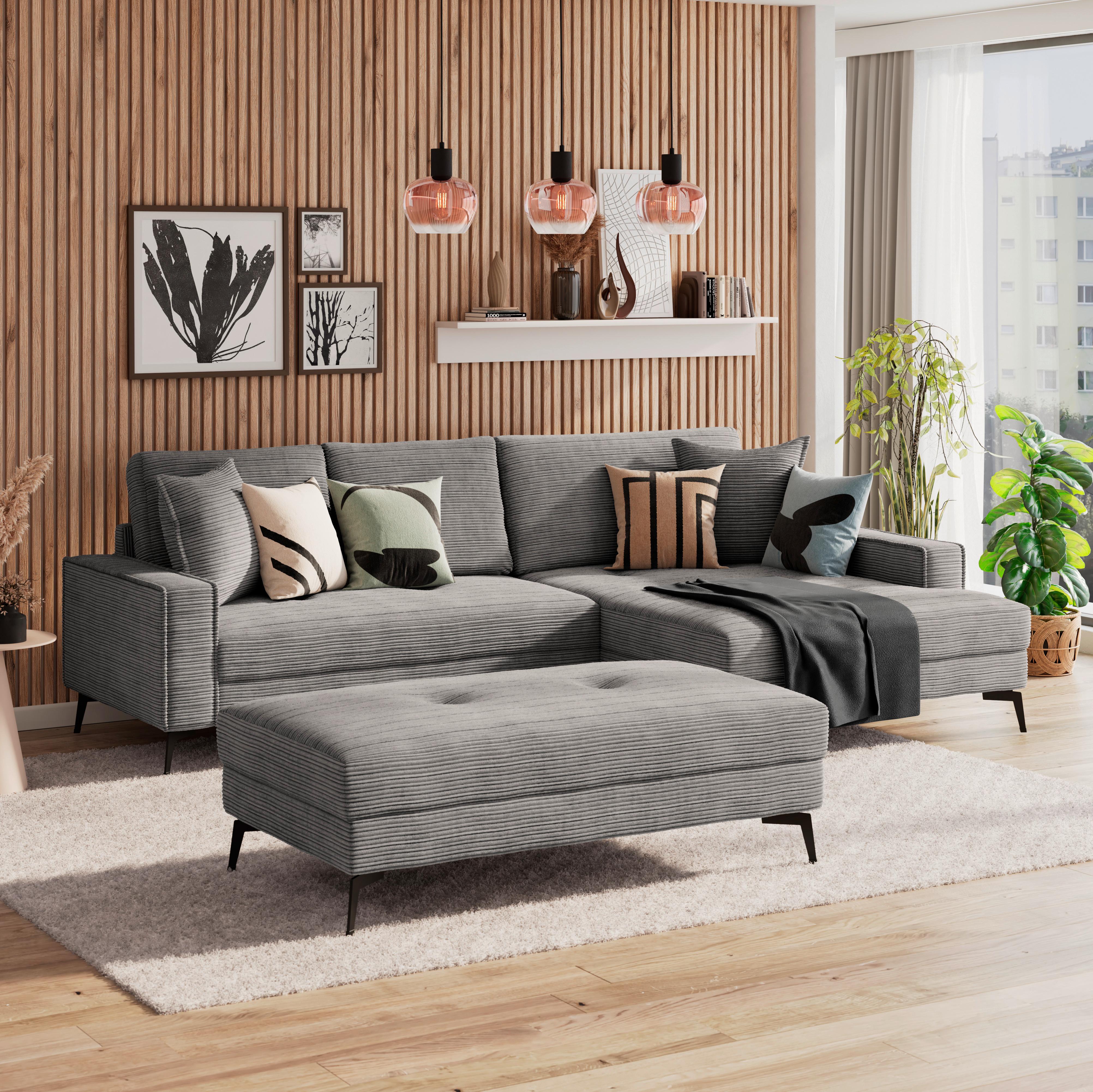 Ecksofa Zero Anthrazit 286x173 cm - Anthrazit/Schwarz, Trend, Textil (286/173cm)