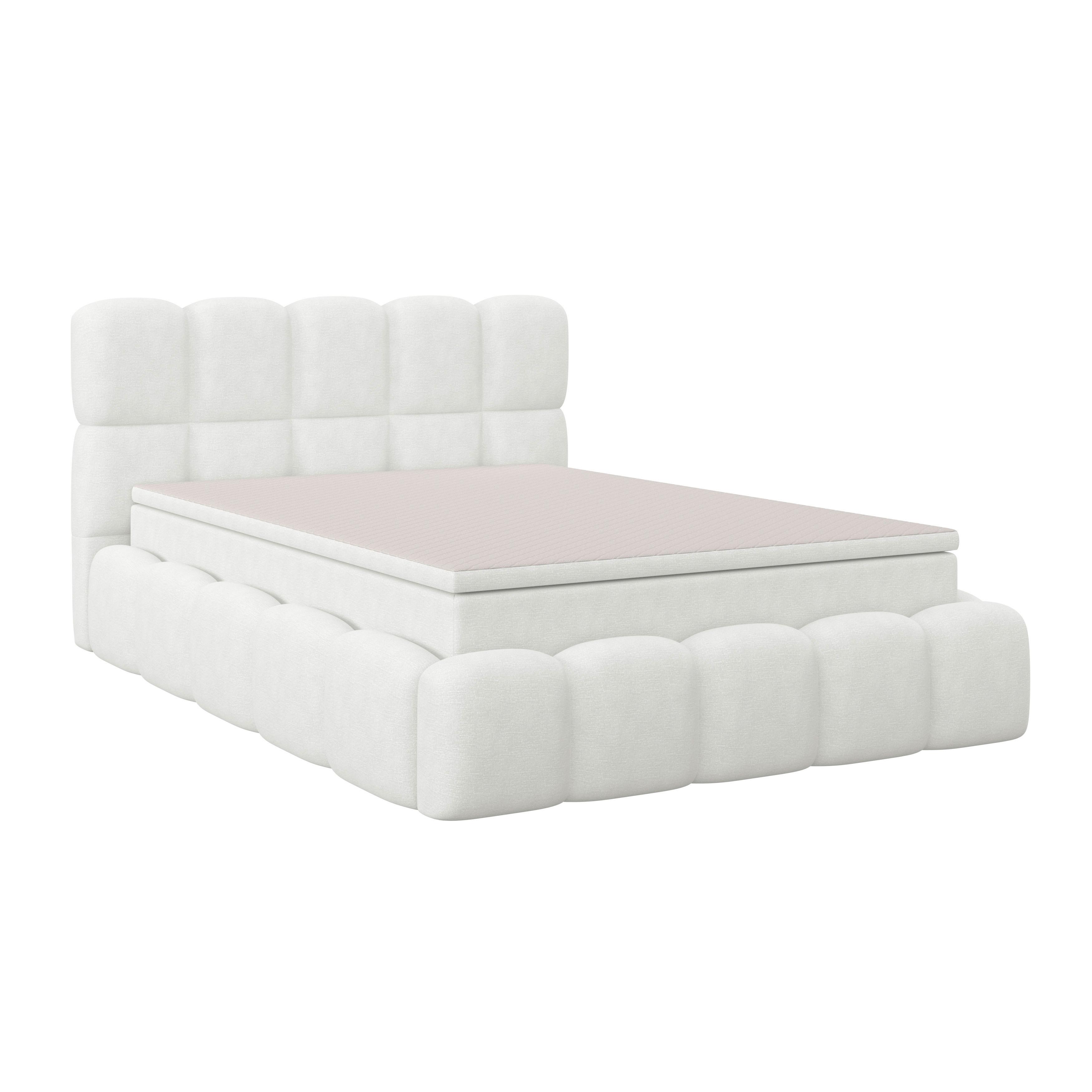 Polsterbett Noe Cremefarben, Lf: 120x200 Cm - Creme/Schwarz, Trend, Textil/Metall (120/200cm)