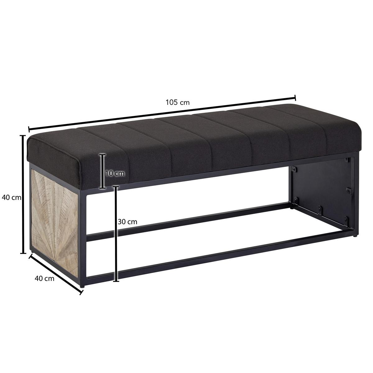 Lavica do predsiene čierna - čierna, Modern, kov/drevo (105/40/40cm) - MID.YOU