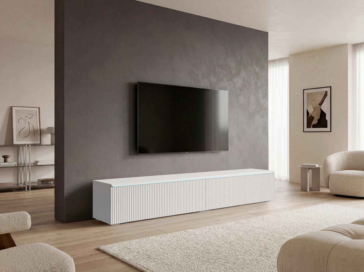 Nízka komoda, biela - sivá/biela, Design, kompozitné drevo/plast (180/30/33cm) - P & B