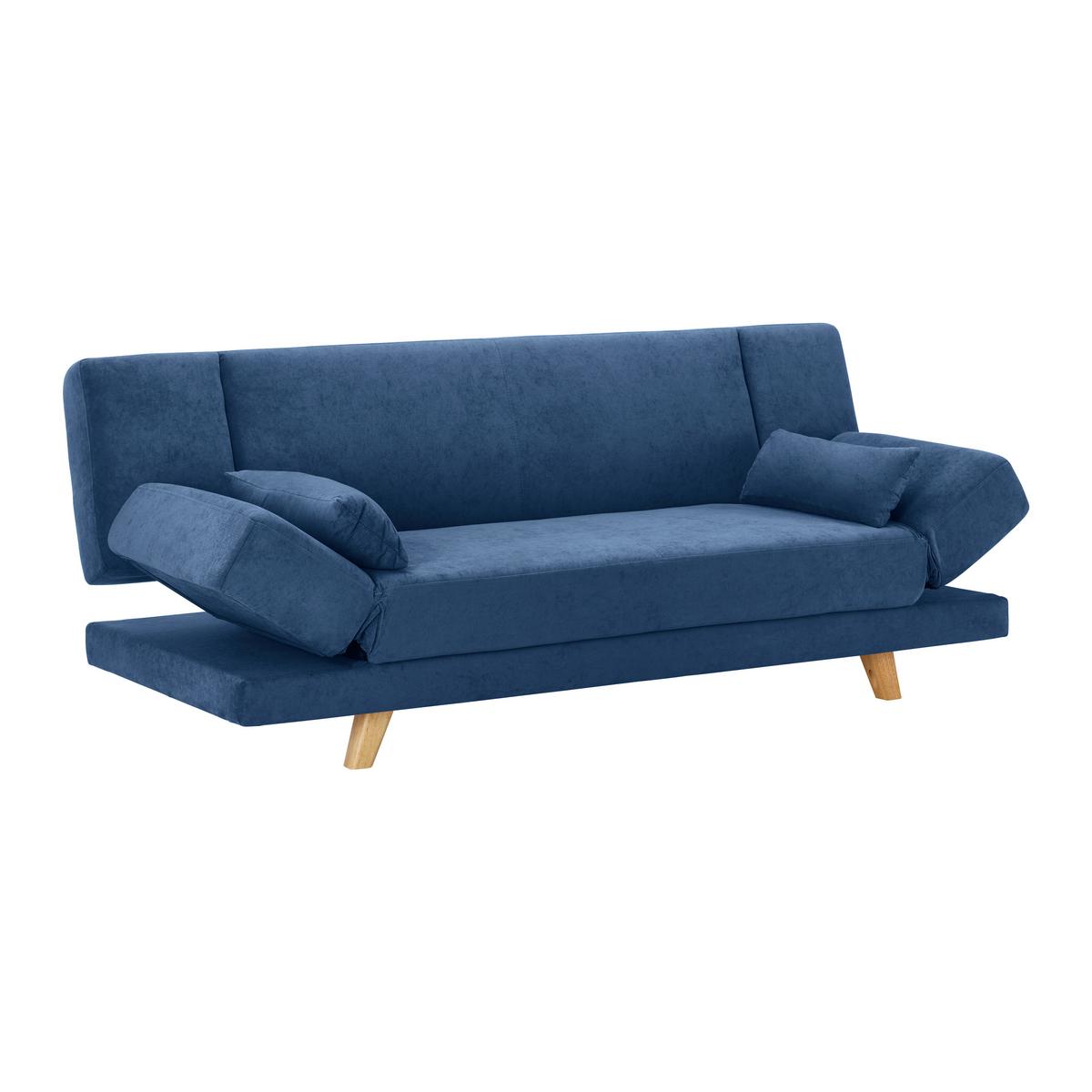 Pohovka FUNKY modrá - modrá/přírodní barvy, Moderní, dřevo/textil (183/73/79cm) - Bessagi Home