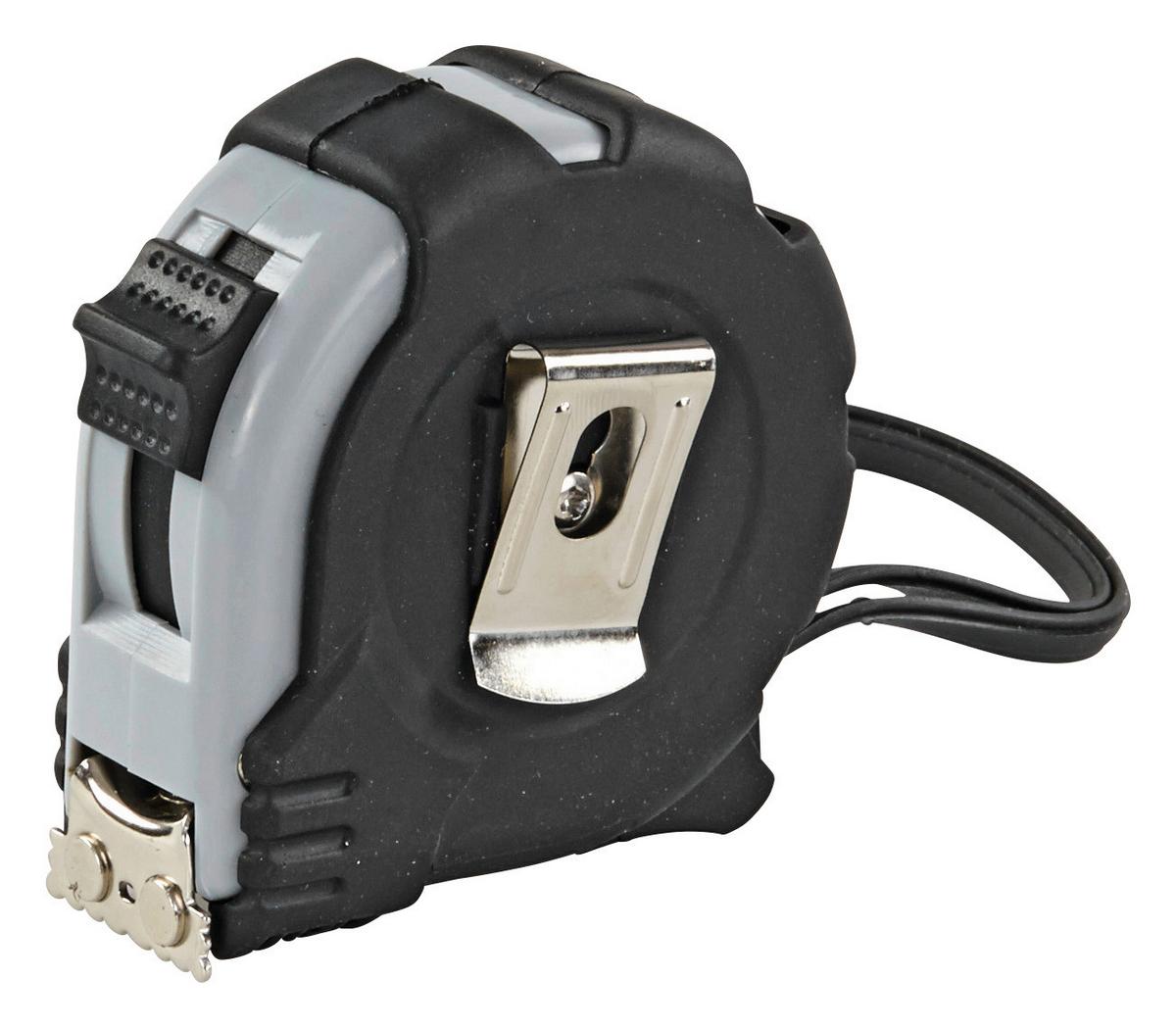 Roll-Maßband L: 5 m mit Gürtelclip, Magnet und Stopper - Schwarz, KONVENTIONELL, Kunststoff/Metall (500cm)