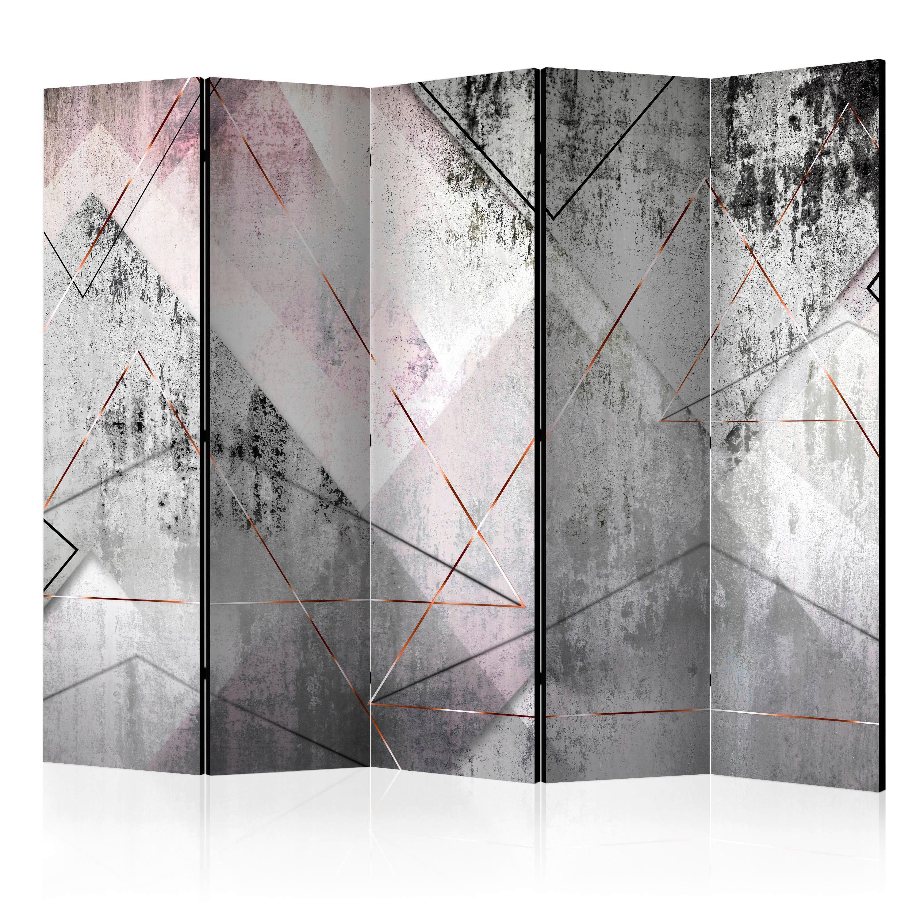 Paravent Grau Hellrosa B: 225 cm - Hellrosa/Grau, Basics, Holz/Textil (225/172/3cm) - artgeist