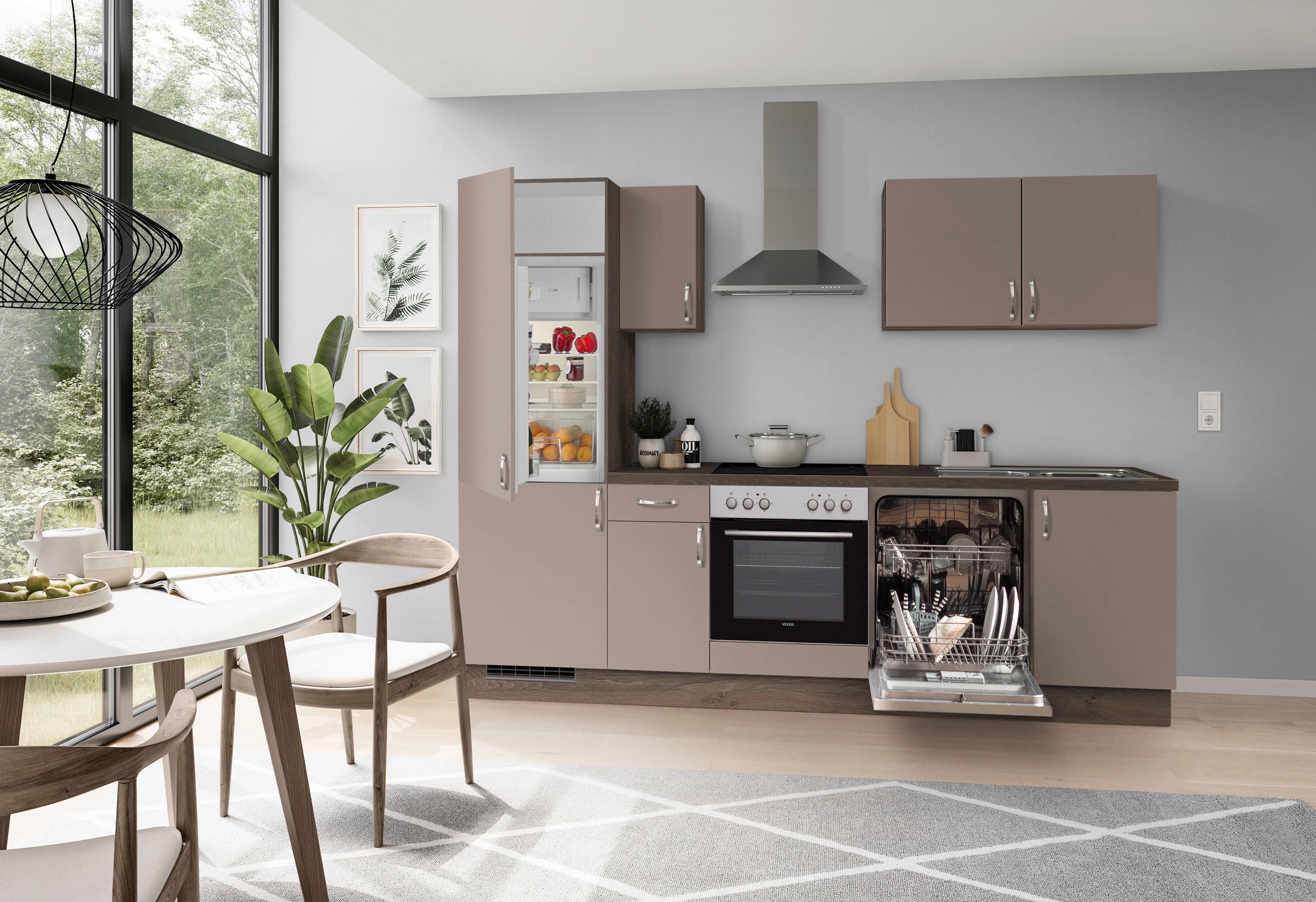 Küchenblock Ip 3150 - Eiche dunkel/Cappuccino, Basics, Holzwerkstoff (270cm) - Impuls