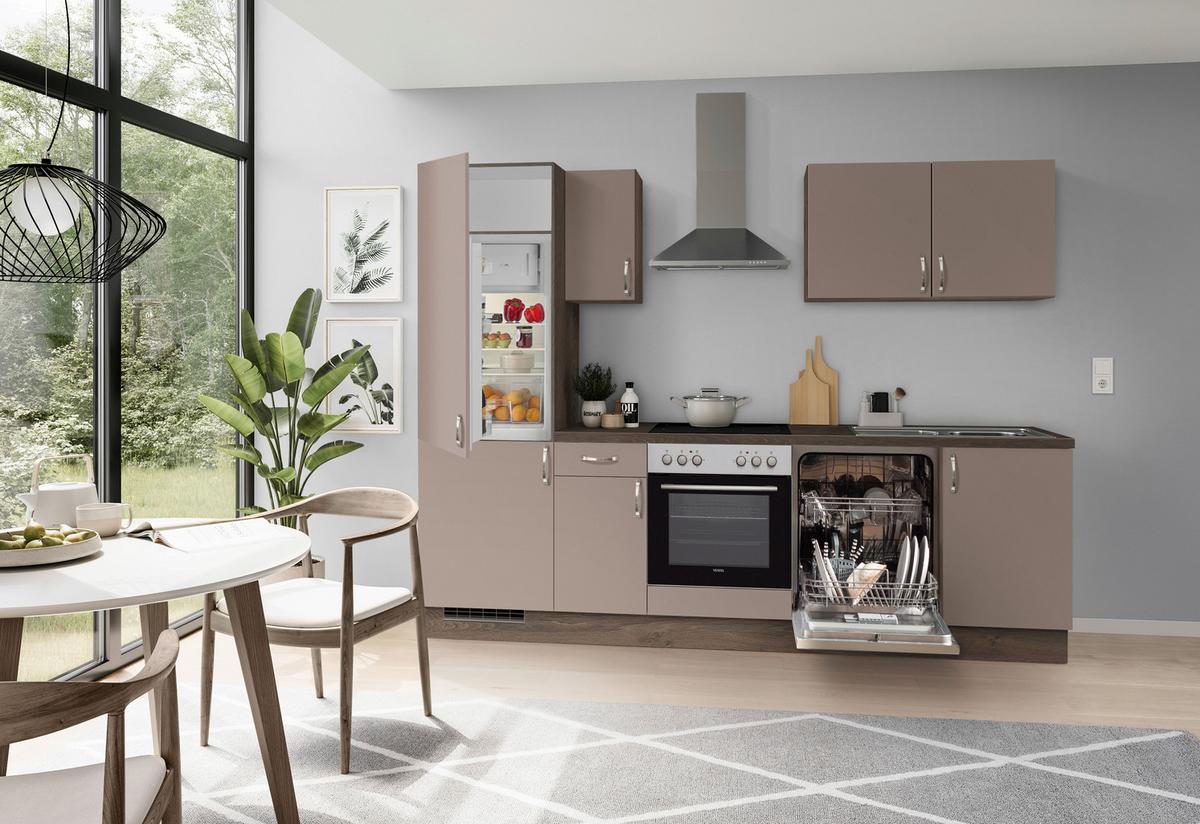 Küchenblock Ip 3150 - Eiche dunkel/Cappuccino, Basics, Holzwerkstoff (270cm) - Impuls