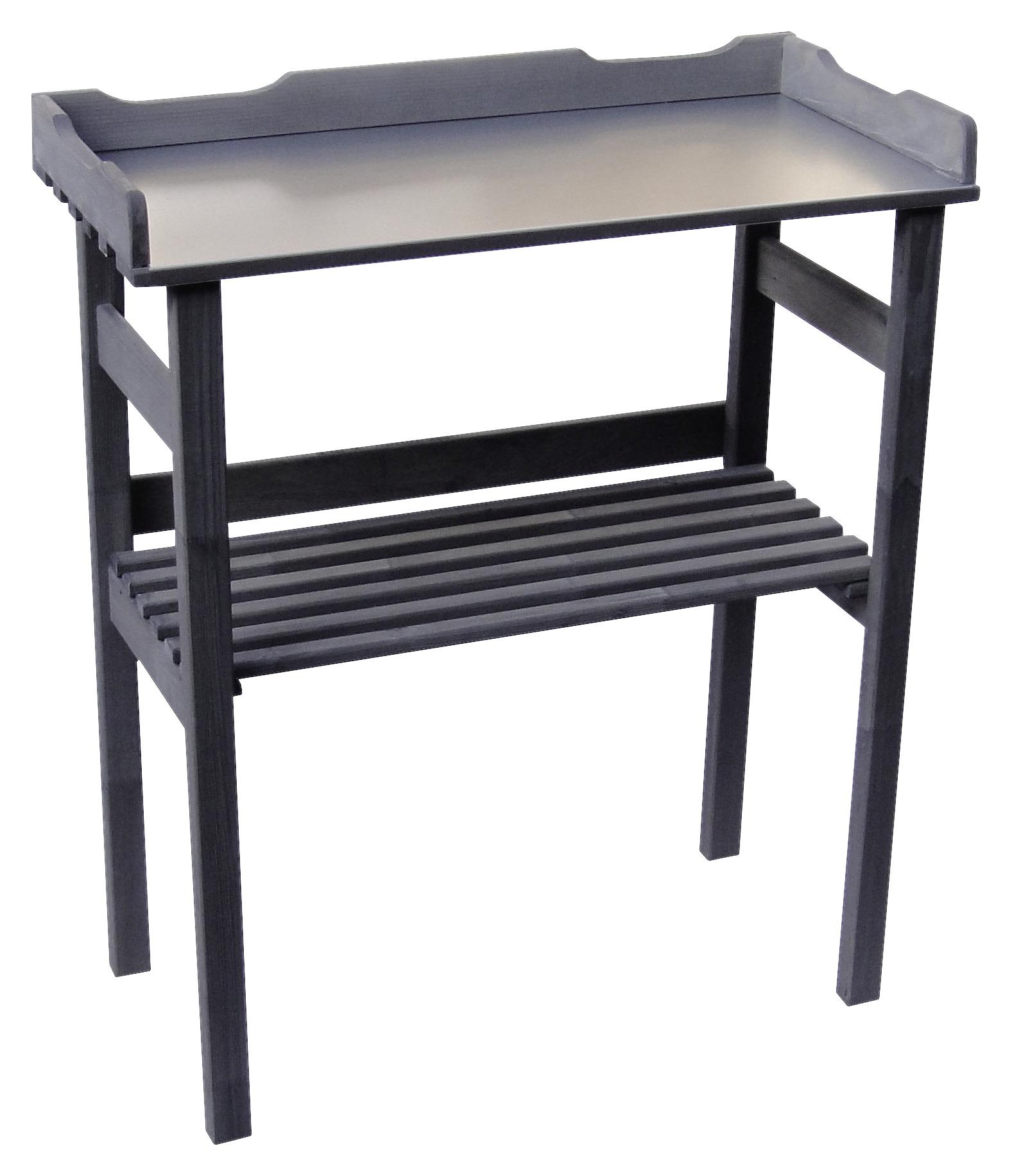 Pflanztisch Echtholz mit Ablage LxBxH: 78x38x94 cm - Anthrazit/Zinkfarben, KONVENTIONELL, Holz/Metall (78/94/38cm)