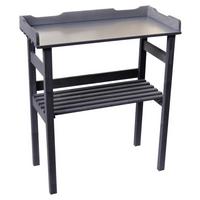 Pflanztisch Echtholz Mit Ablage Lxbxh: 78x38x94 Cm - Anthrazit/Zinkfarben, KONVENTIONELL, Holz/Metall (78/94/38cm)