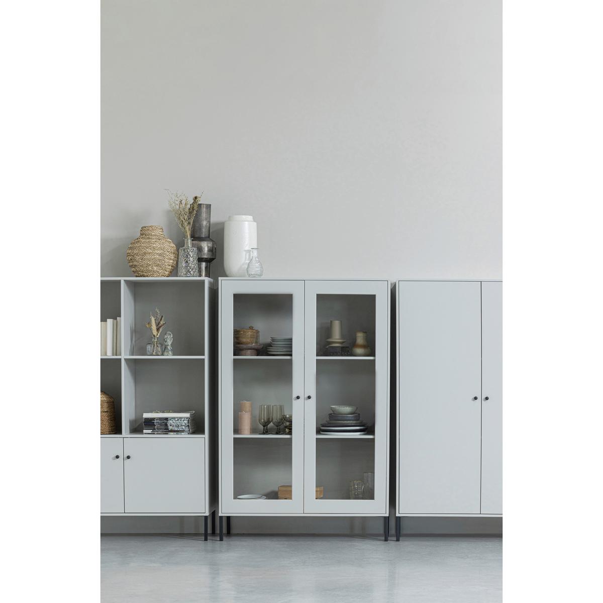 Vitrine Xam Grau B: 100 Cm - Schwarz/Grau, Design, Glas/Holz (100/155/40cm) - Livetastic