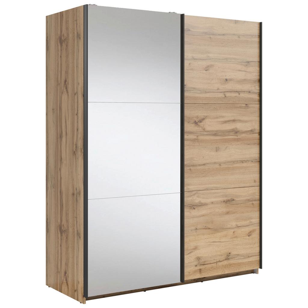 Schwebetürenschrank mit Spiegel 153,5cm Tetrix, Eiche