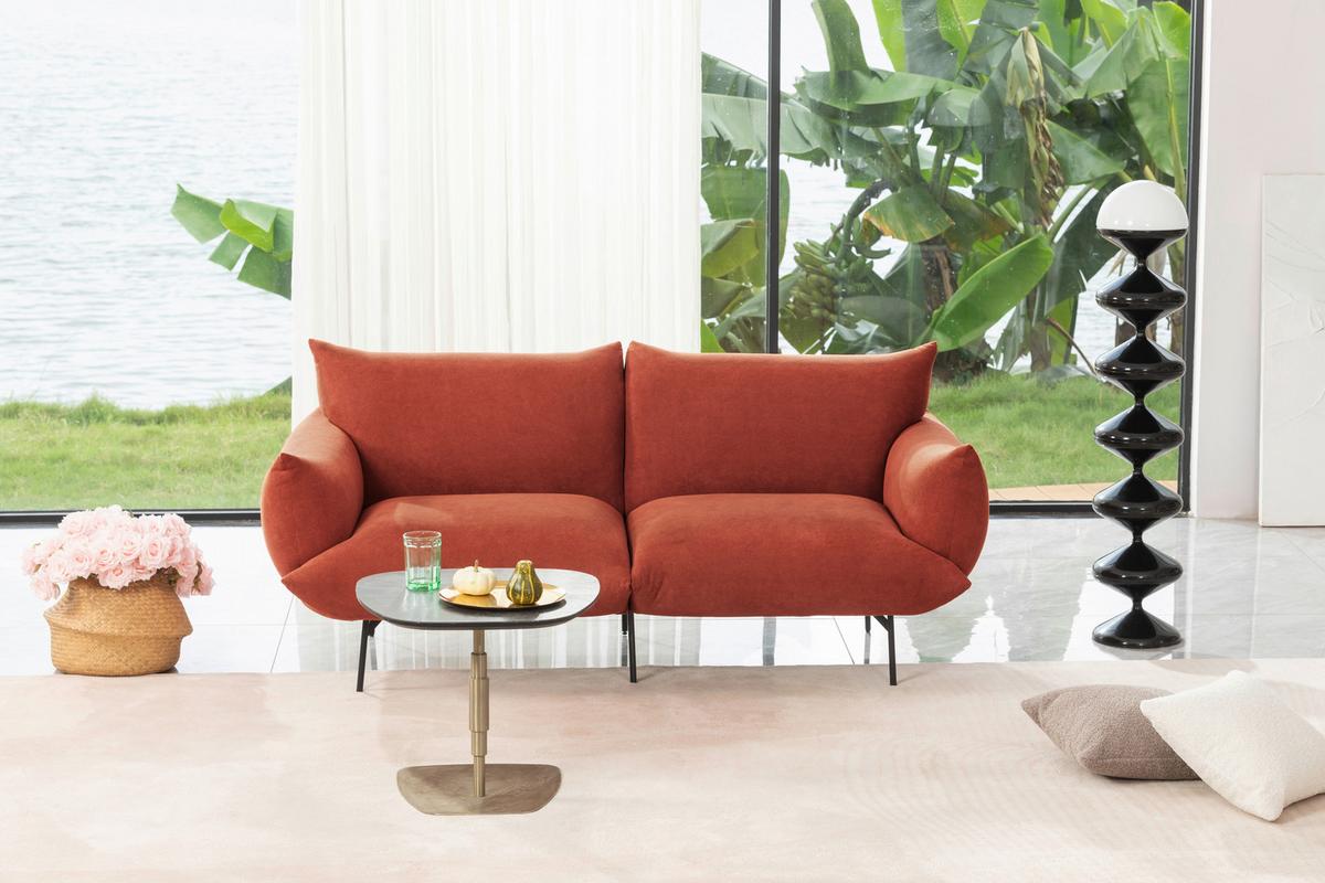 Sofa Honey - Terracotta/Schwarz, Trend, Textil (185/77/83cm) - P & B