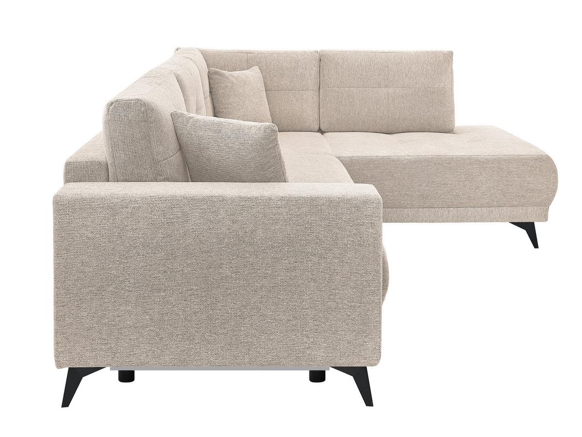 Ecksofa Texas Recr-Rechts Beige S: 259x203 cm - Beige/Schwarz, KONVENTIONELL, Holz (259/92/203cm)