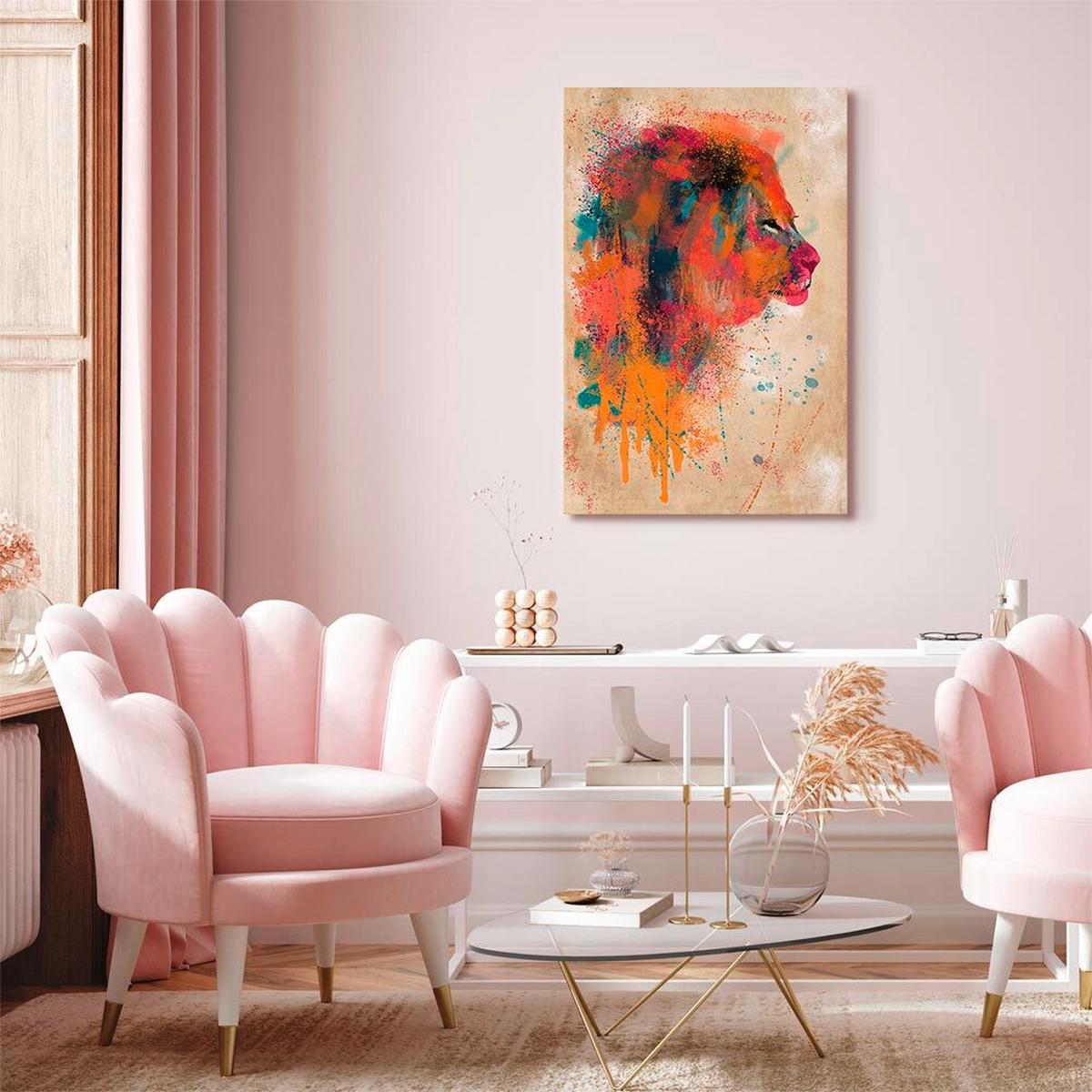 Leinwandbild Pink Koralle B: 80 Cm - Pink/Koralle, Basics, Holz/Textil (80/120/1.2cm) - artgeist