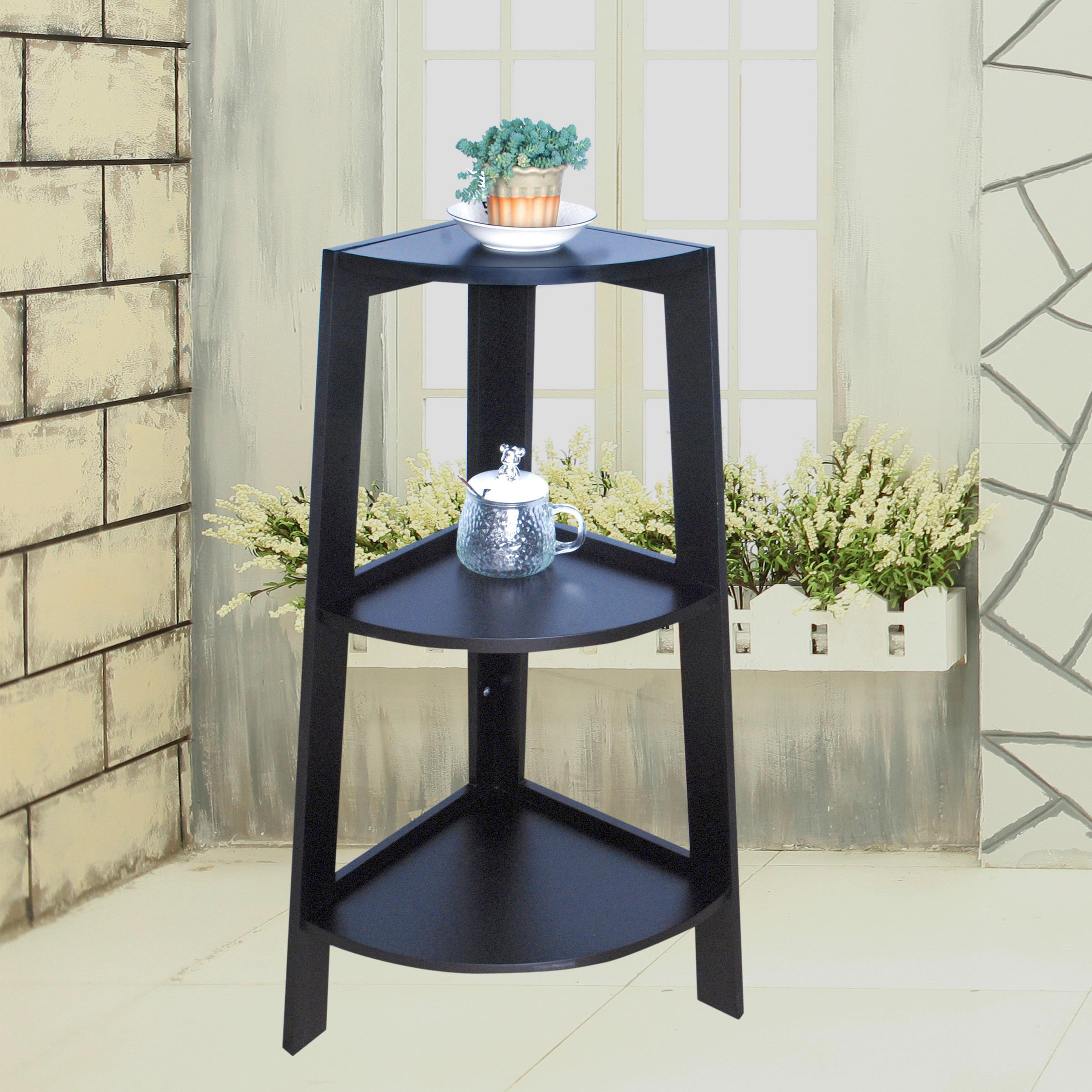 Rohový regál čierna - čierna, Modern, kompozitné drevo (37/80/37cm)
