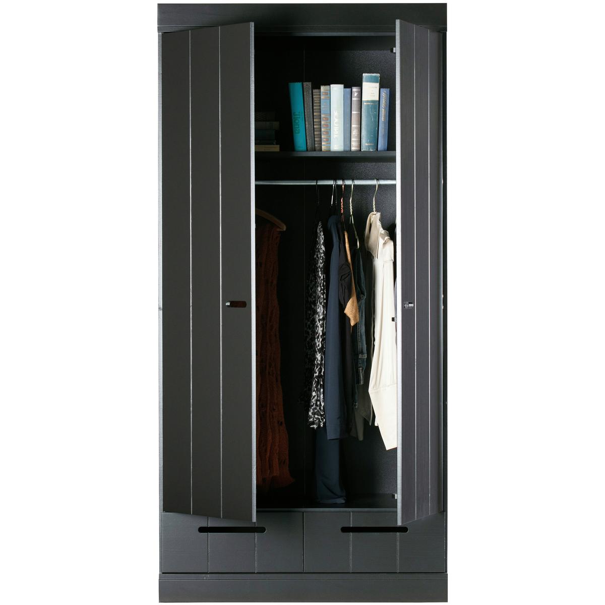 Drehtürenschrank Connect, Schwarz B: 94 Cm - Schwarz, Design, Holz (94/195/53cm) - Livetastic
