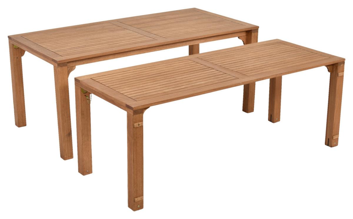 Gartentisch Flex Holz L: 185-370 cm - Braun, KONVENTIONELL, Holz (185/90/76cm) - Gardenson