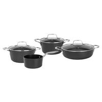 Sada hrnců Black Line, 7dílná - černá/barvy stříbra, Konvenční, kov/sklo - Gourmesto