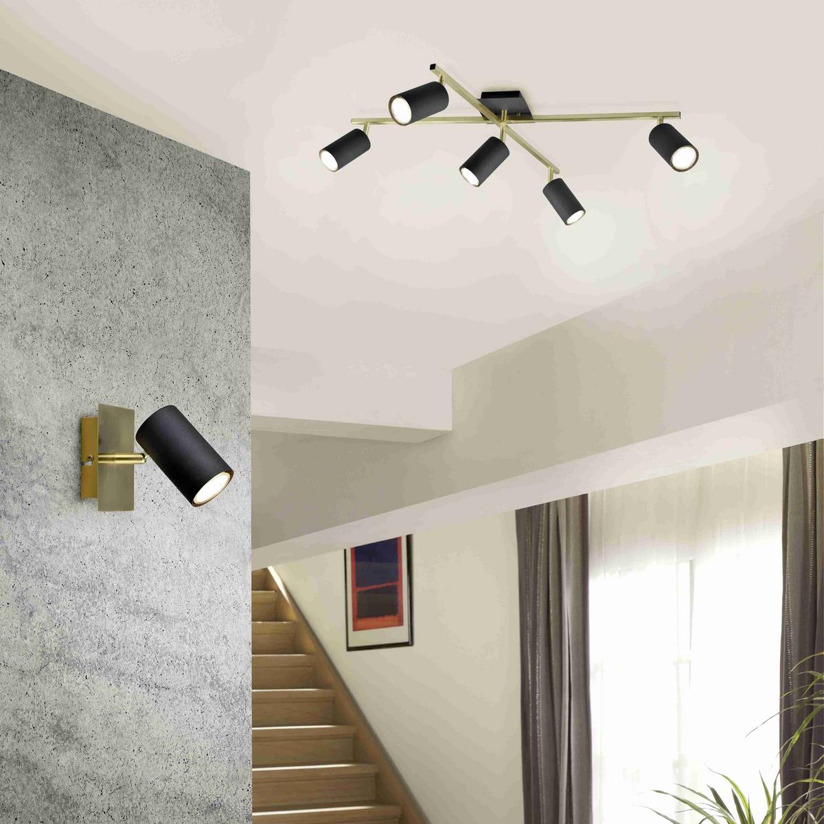 Strahler Marley 1-Flammig verstellbar L: 12 cm - Goldfarben/Schwarz, Basics, Metall (12/12/15cm) - Trio Leuchten