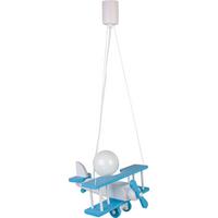 Kinderhängeleuchte Flugzeug H: 75 cm 1-Flammig - Blau/Weiß, KONVENTIONELL, Holz (29/31/75cm)