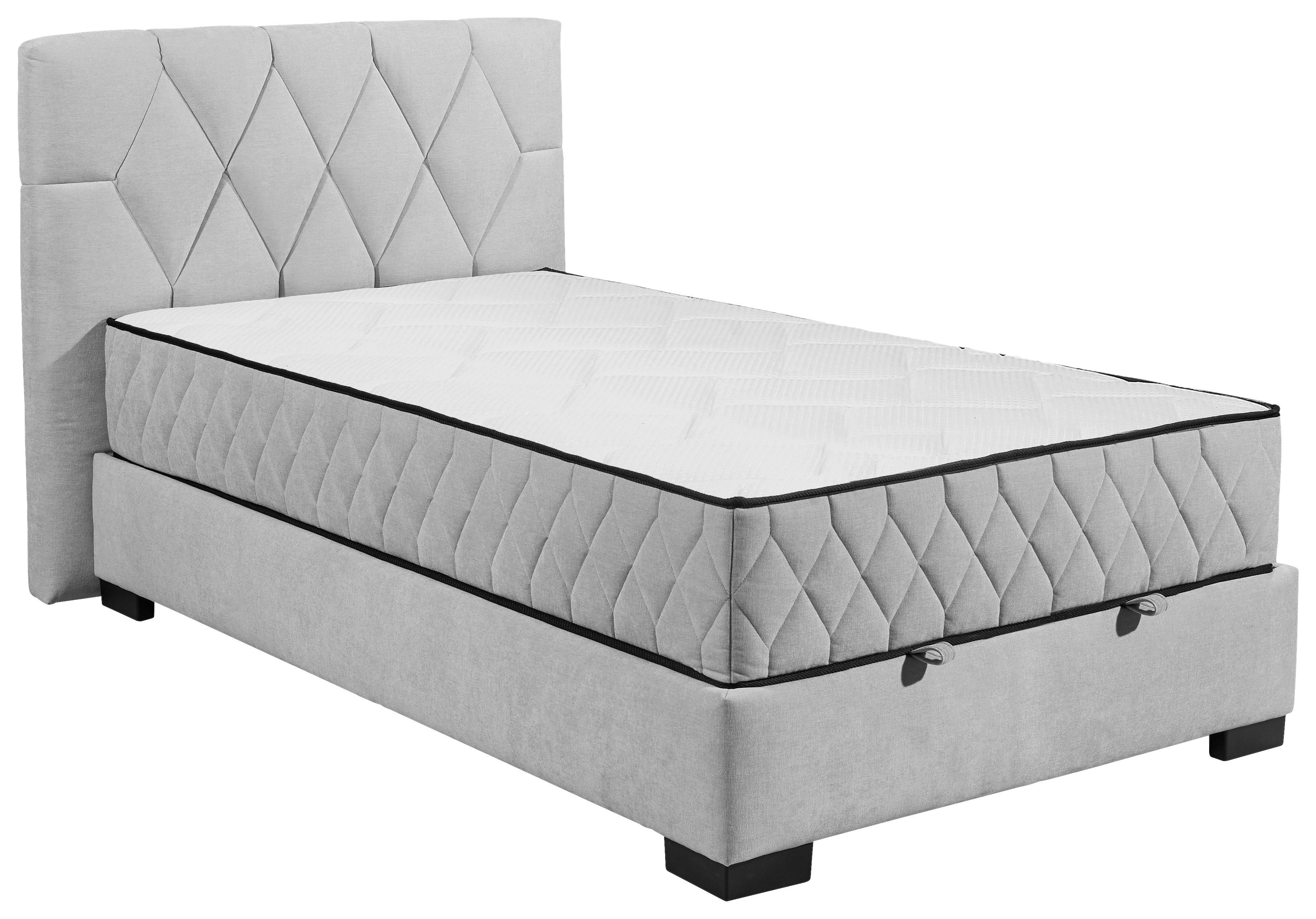 Boxbett mit Bettkasten 120x200 Nagol B - Hellgrau/Schwarz, MODERN, Holzwerkstoff/Textil (120/200cm) - MID.YOU